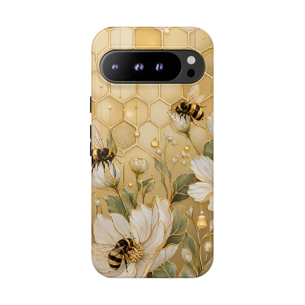 Bee Floral Google Pixel Phone Case | Honeycomb Wildflower Cover