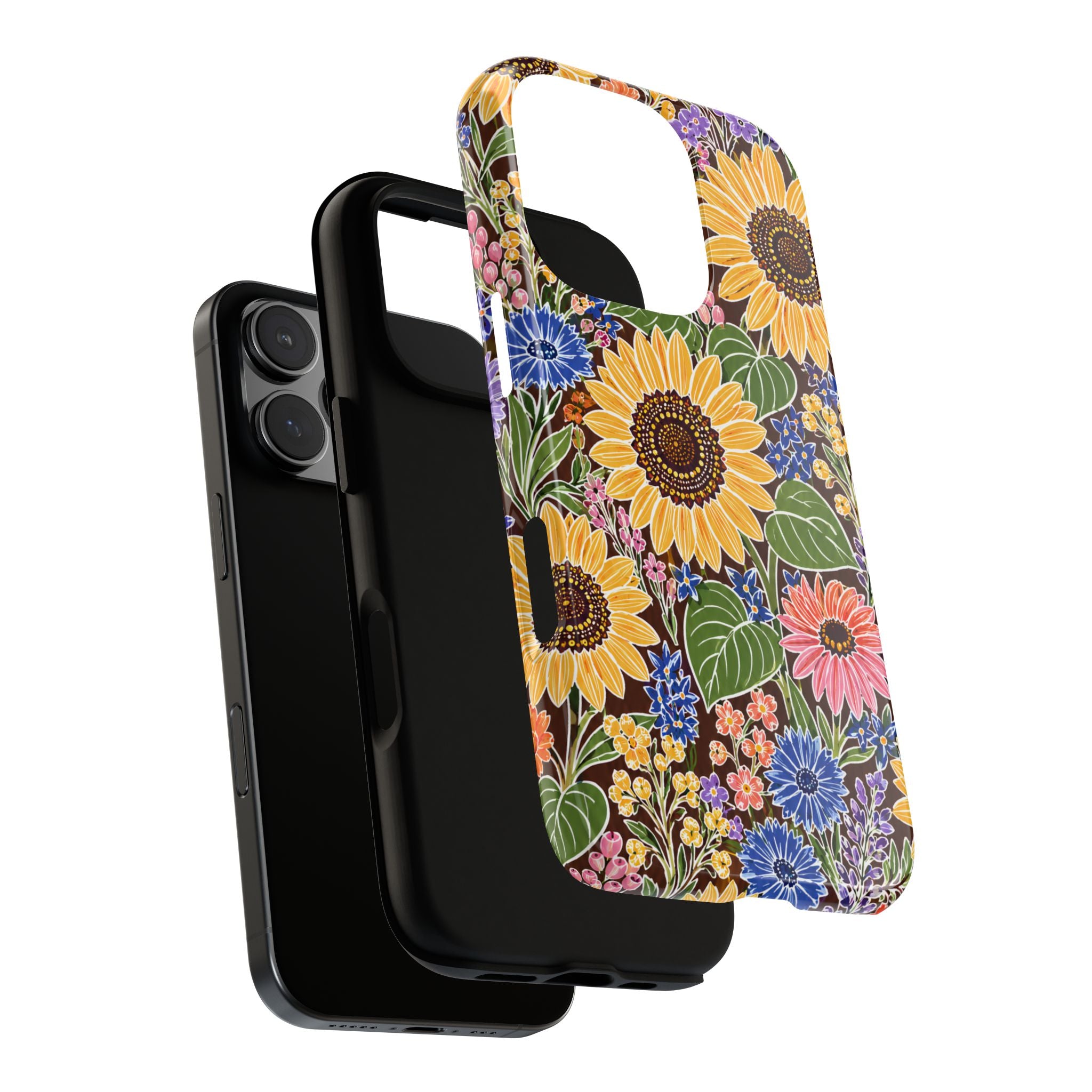 Sunflower & Wildflower Pattern Tough iPhone Case