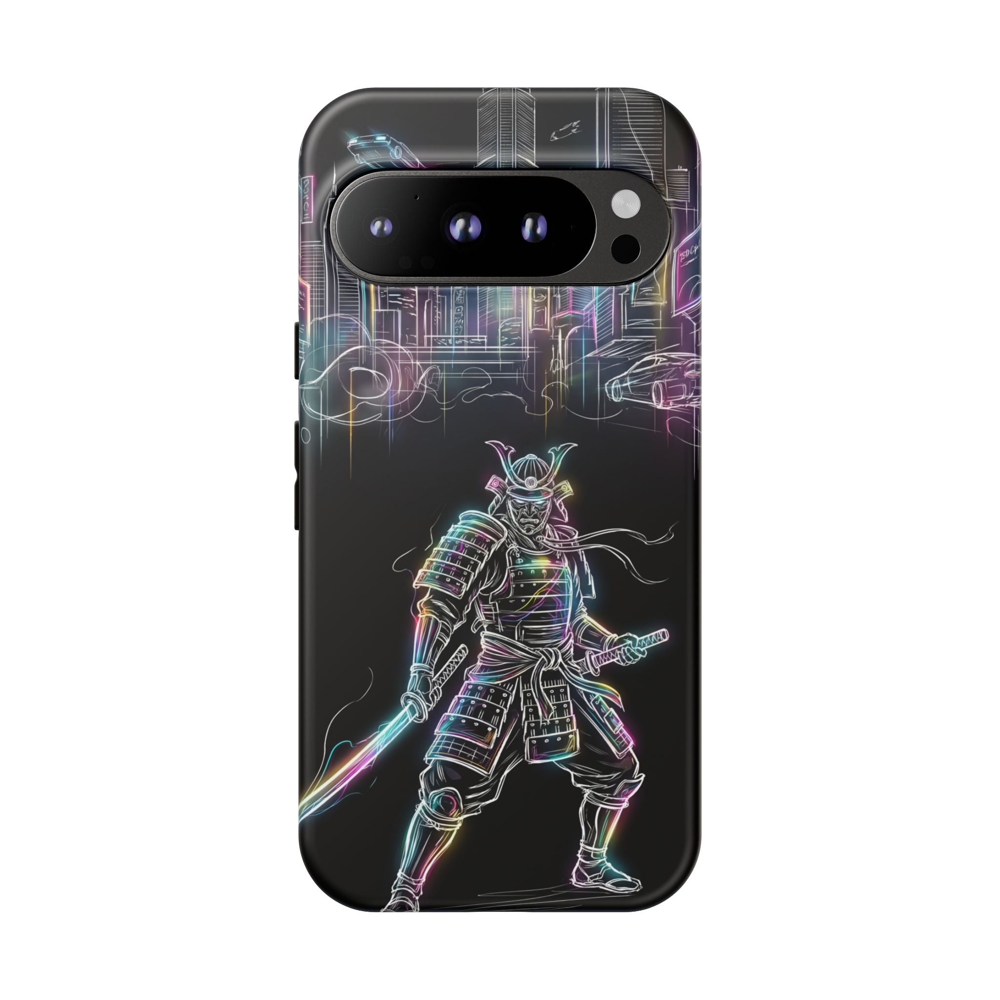 Neon Samurai Google Pixel Phone Case | Cyberpunk City Armor