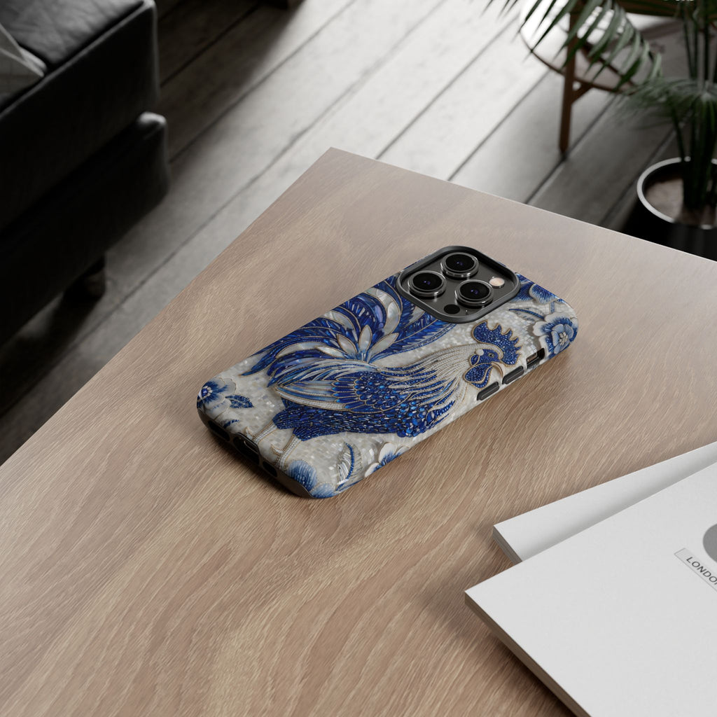 Asian Zodiac Rooster iPhone Case | Blue & White Porcelain Slim Shockproof Case | Year of the Rooster Gift