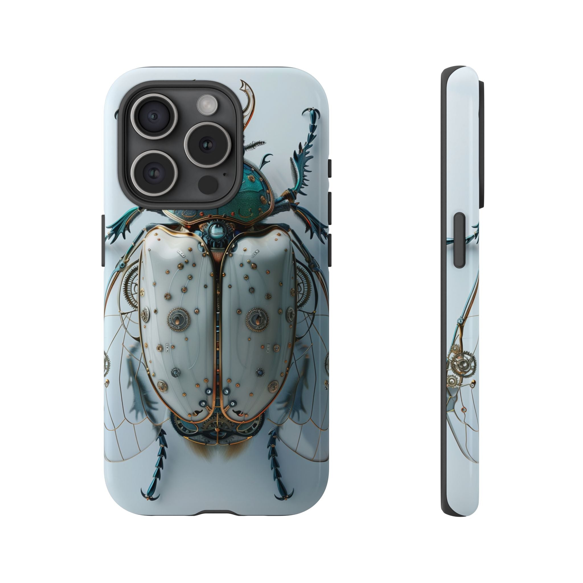 Steampunk White Beetle Protective Tough iPhone Case