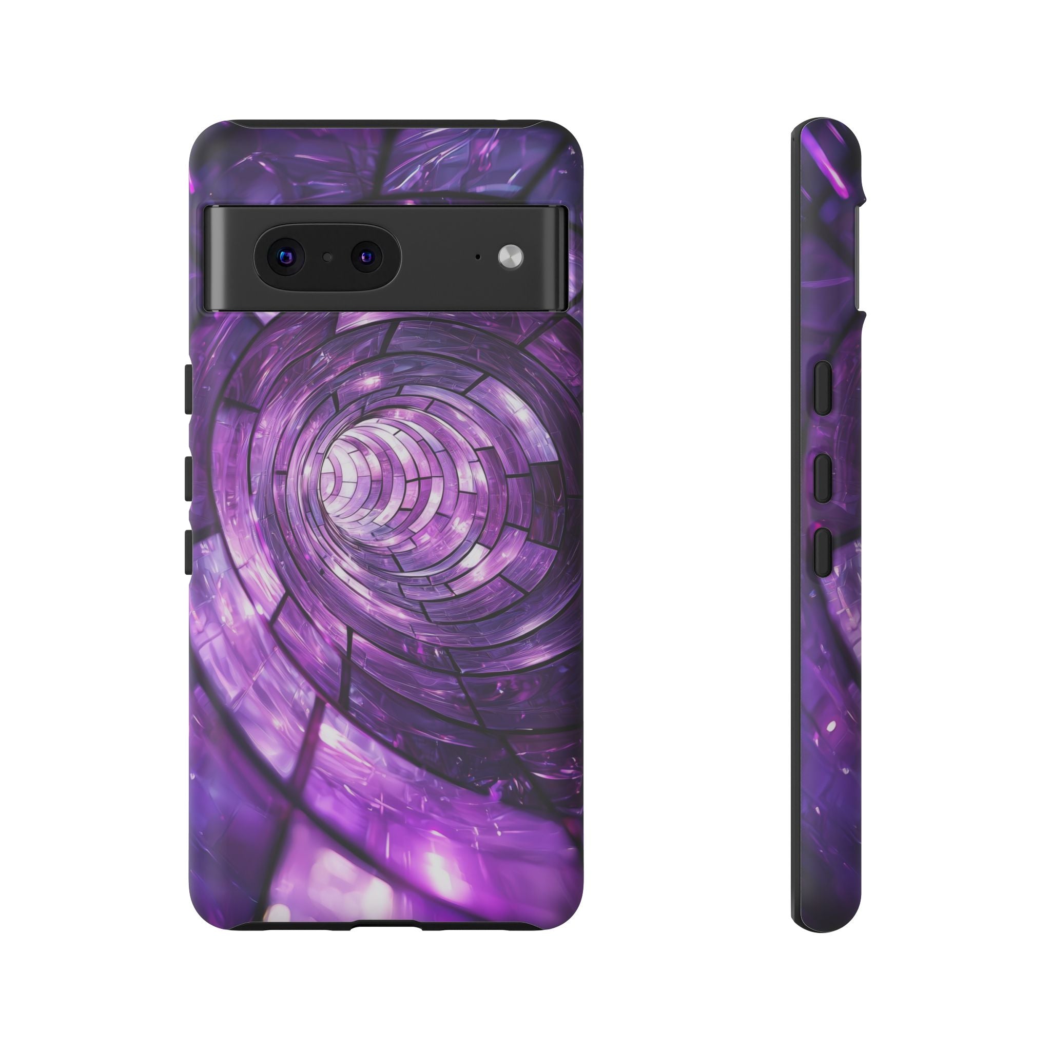 Purple Vortex Tough Google Pixel Case — Abstract Spiral Protective Cover