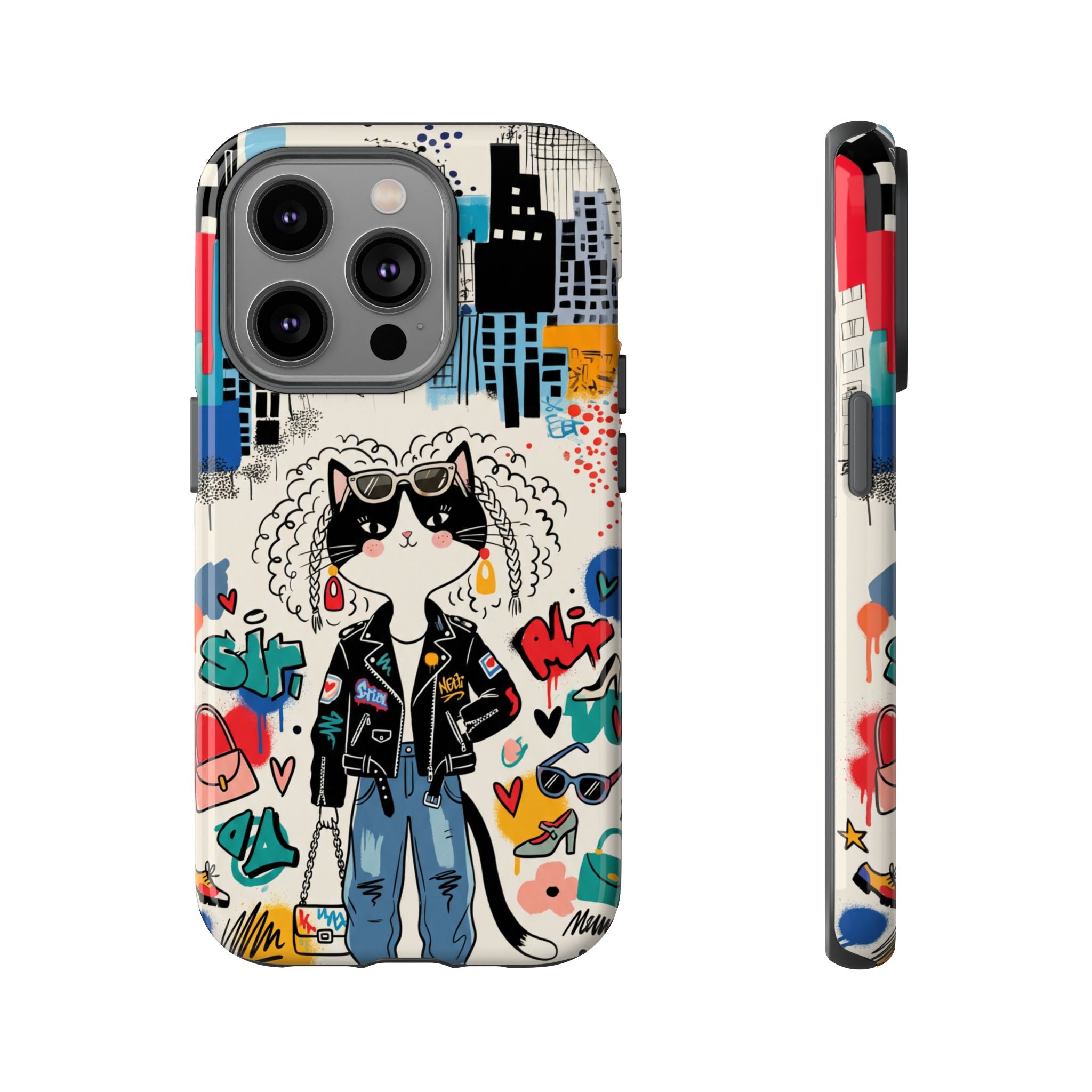 Punk City Cat Graffiti Design iPhone Case
