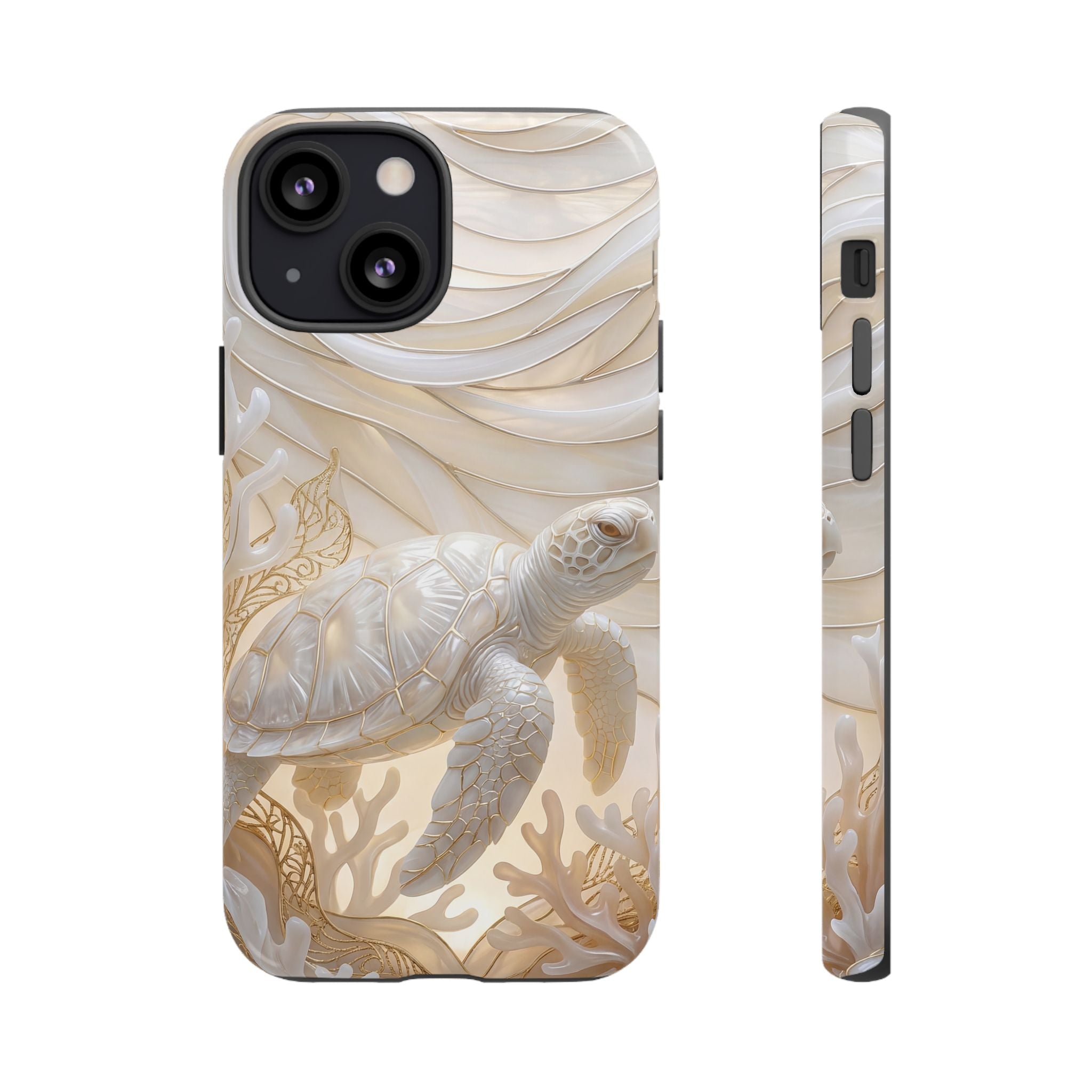 Sea Turtle Tough iPhone Case — Elegant Nautical Coral Design