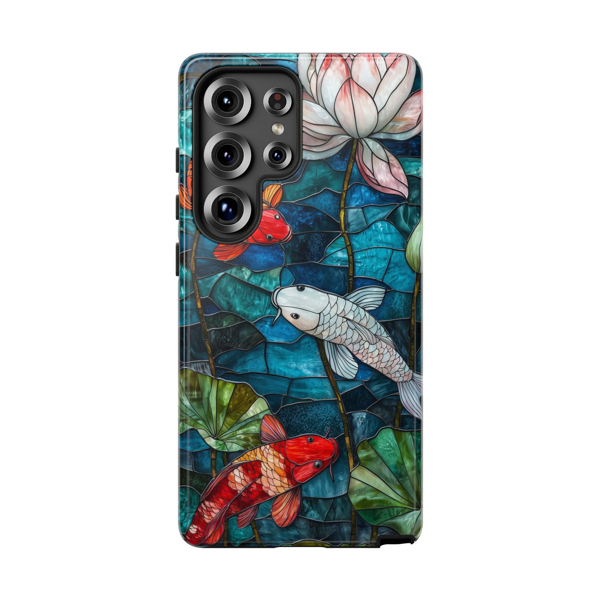 Koi Pond Tough Samsung Galaxy Case — Stained Glass Lotus & Koi Design