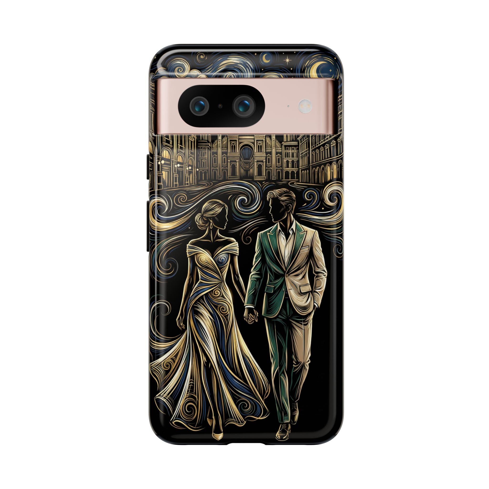 Romantic Night Walk Google Pixel Phone Case | Elegant Couple Art