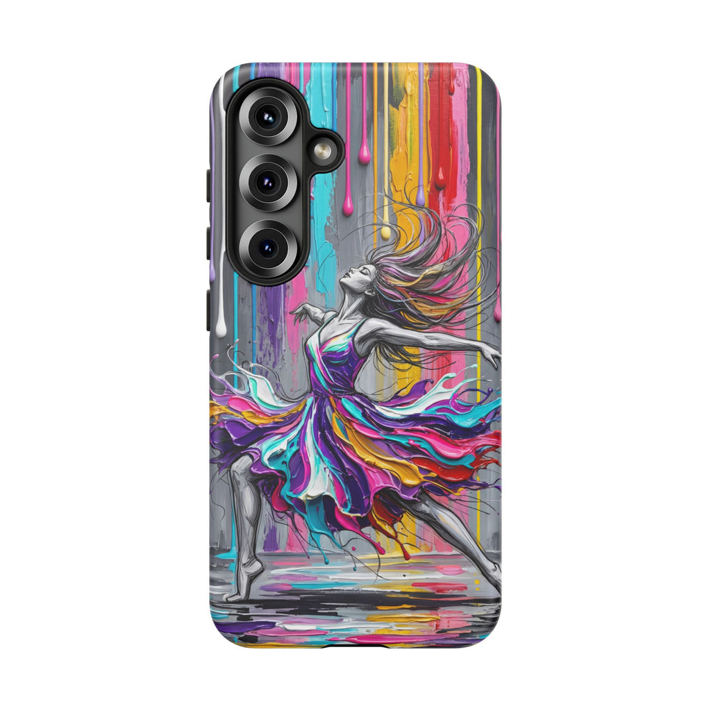 Colorful Dancer Tough Samsung Galaxy Phone Case | Vibrant Drip Art Protective Cover