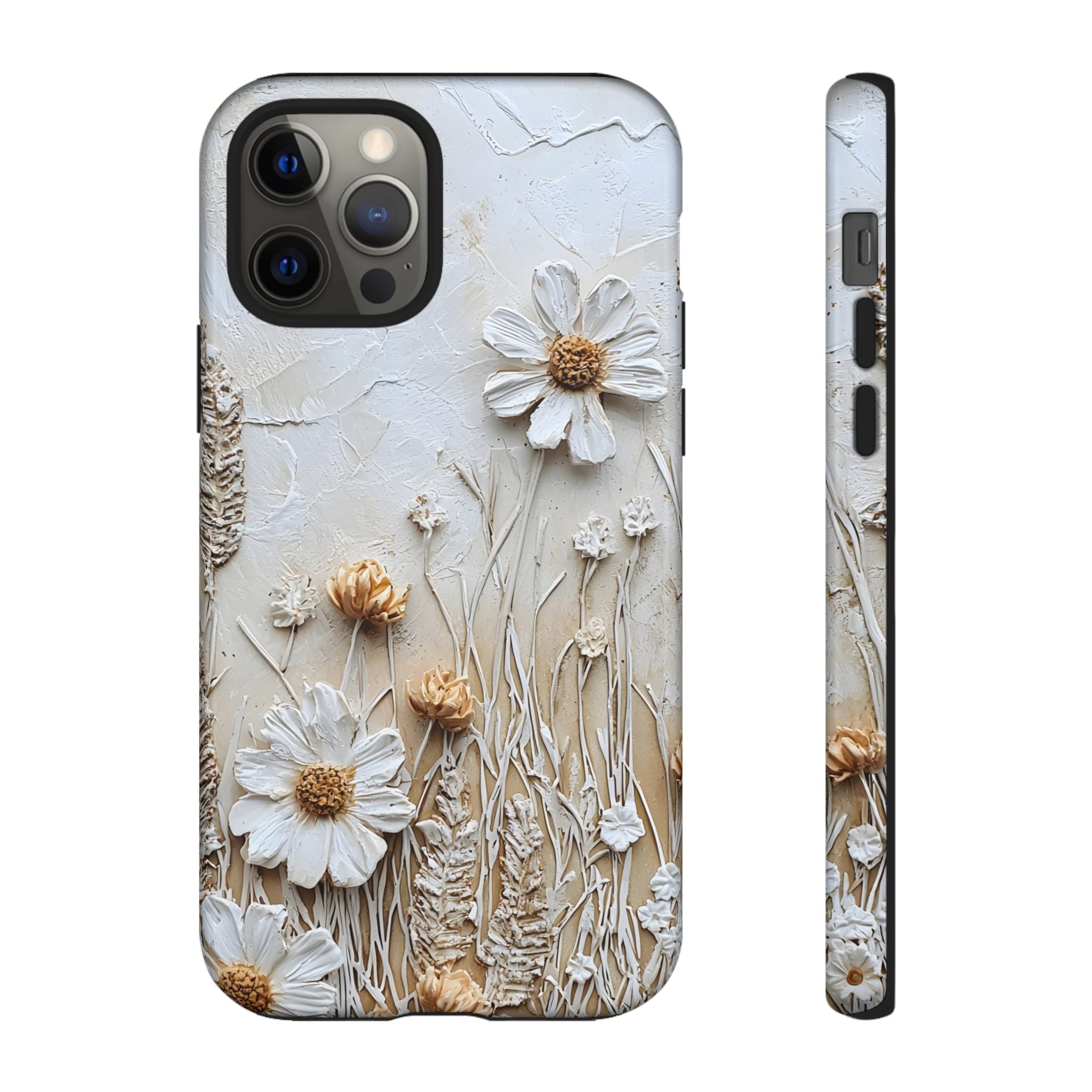Textured Daisy Art Floral Relief iPhone Case