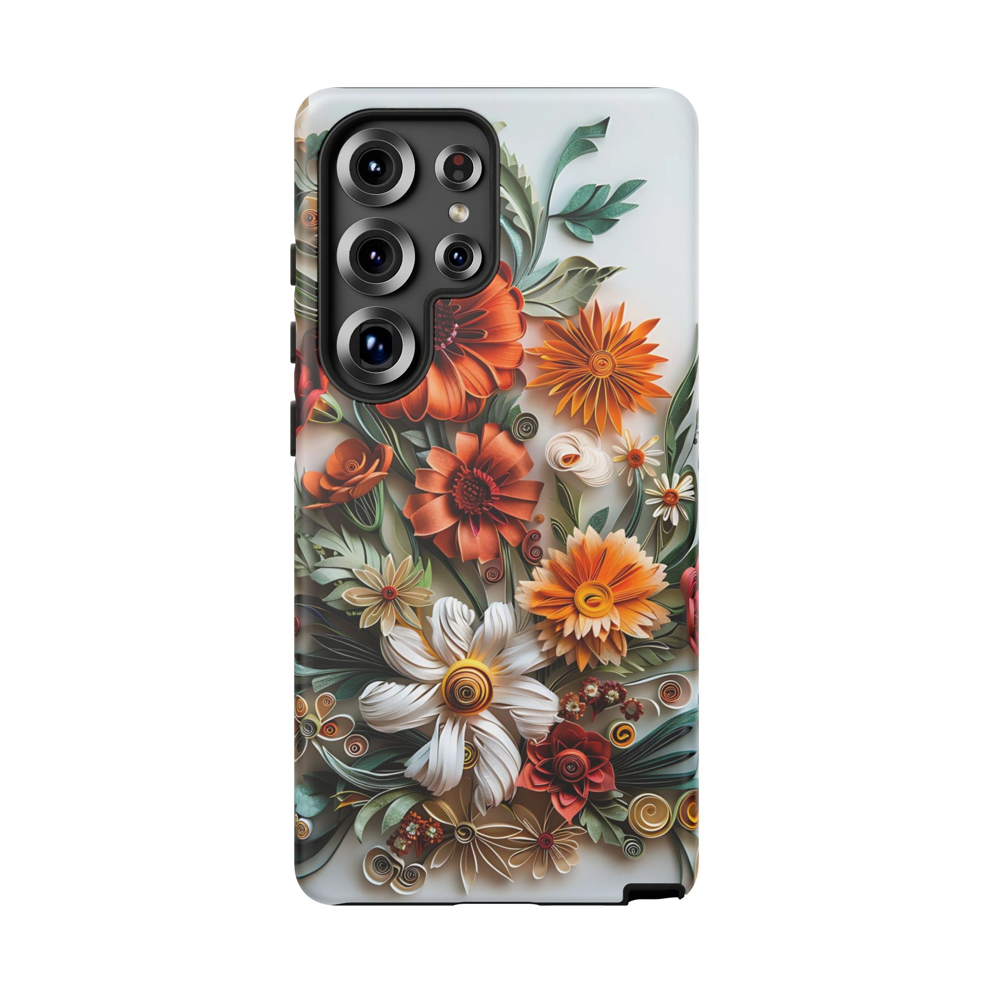 Floral Quilling Tough Samsung Galaxy Case — Orange Daisy