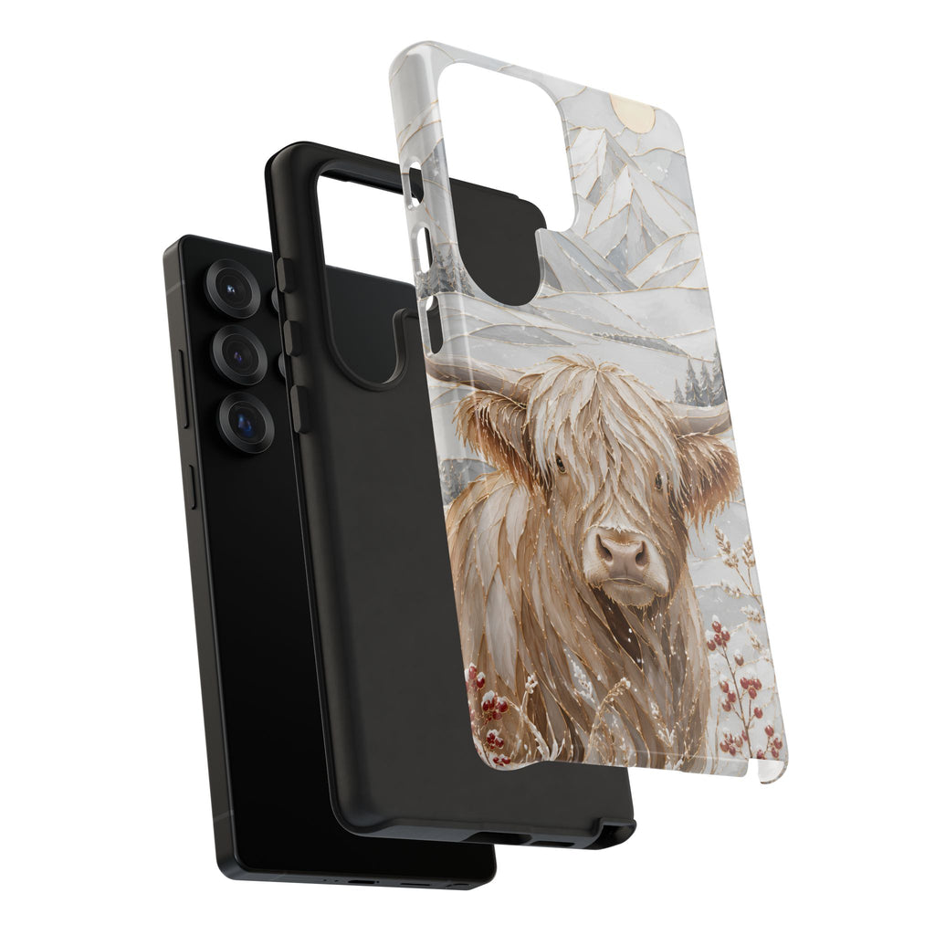 Highland Cow Samsung Galaxy Phone Case | Stained Glass Mountain Case