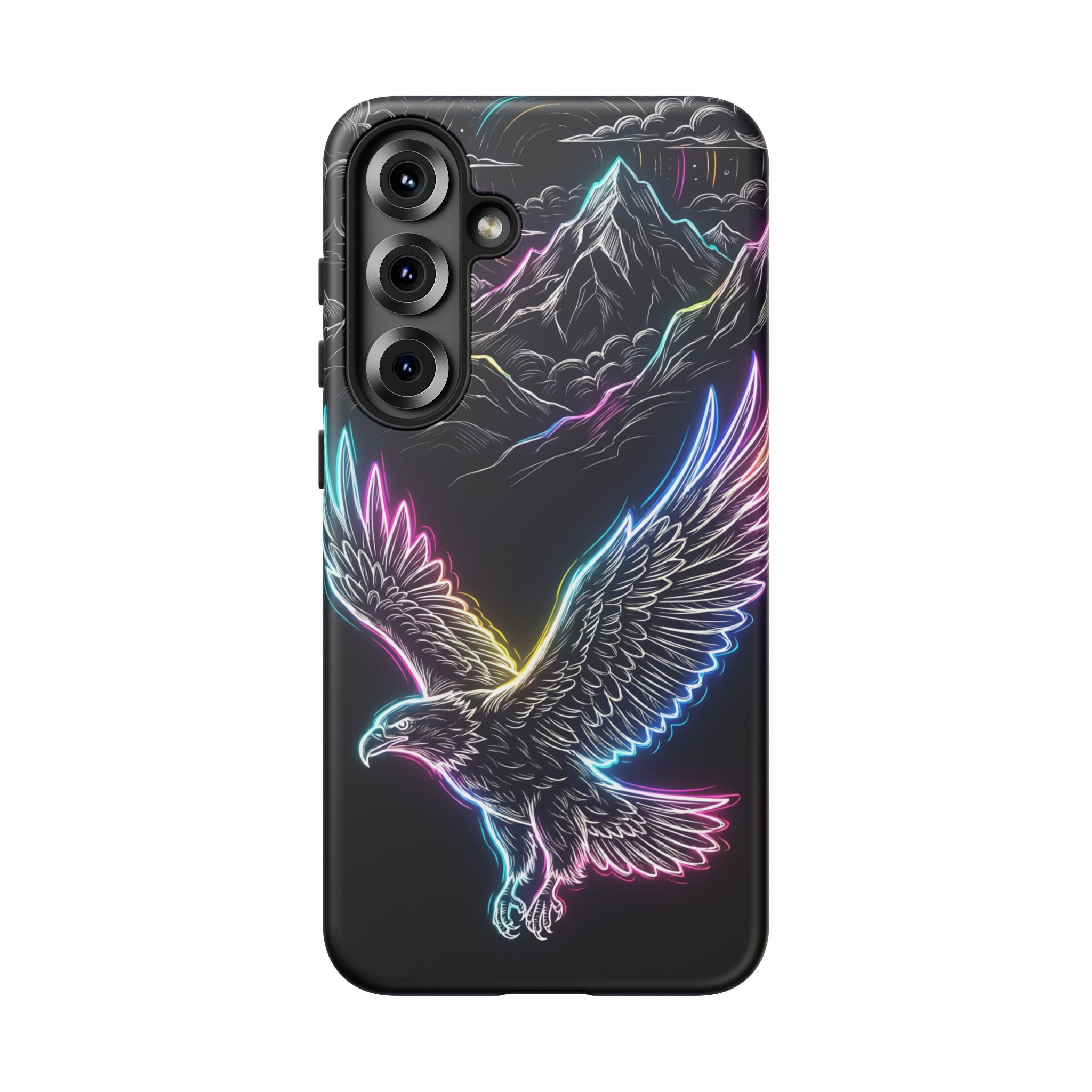 Neon Eagle Samsung Galaxy Phone Case with Mountain Design