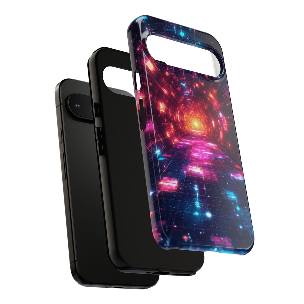 Neon Tunnel Tough Google Pixel Case — Retro Futuristic Galaxy Design