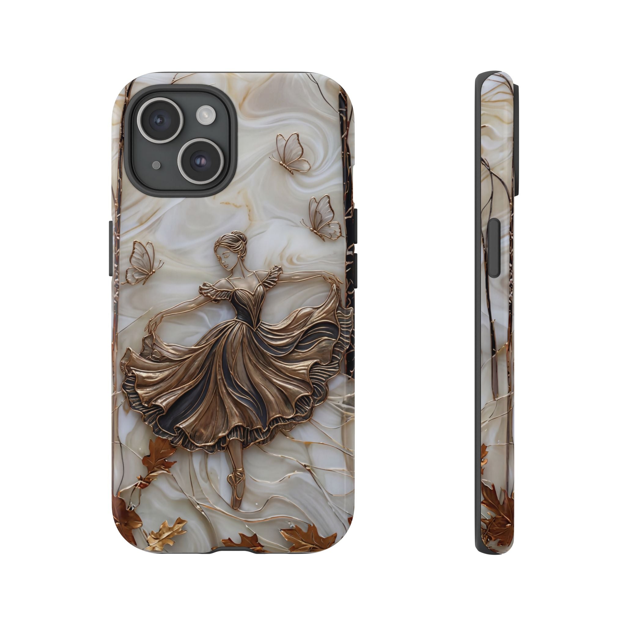 Elegant Bronze Ballerina Dance Design iPhone Case