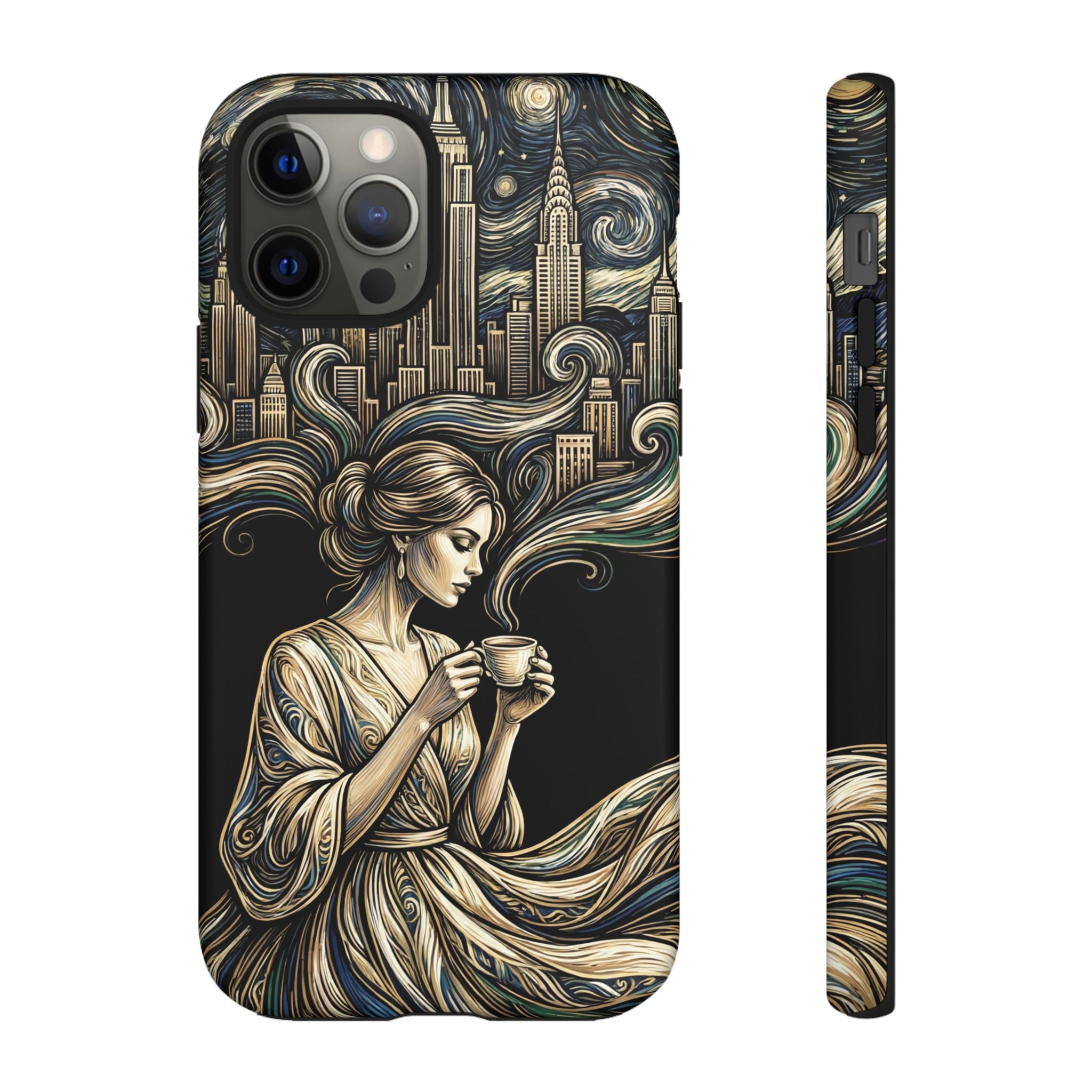 Vintage Cityscape Woman Tea Art iPhone Case