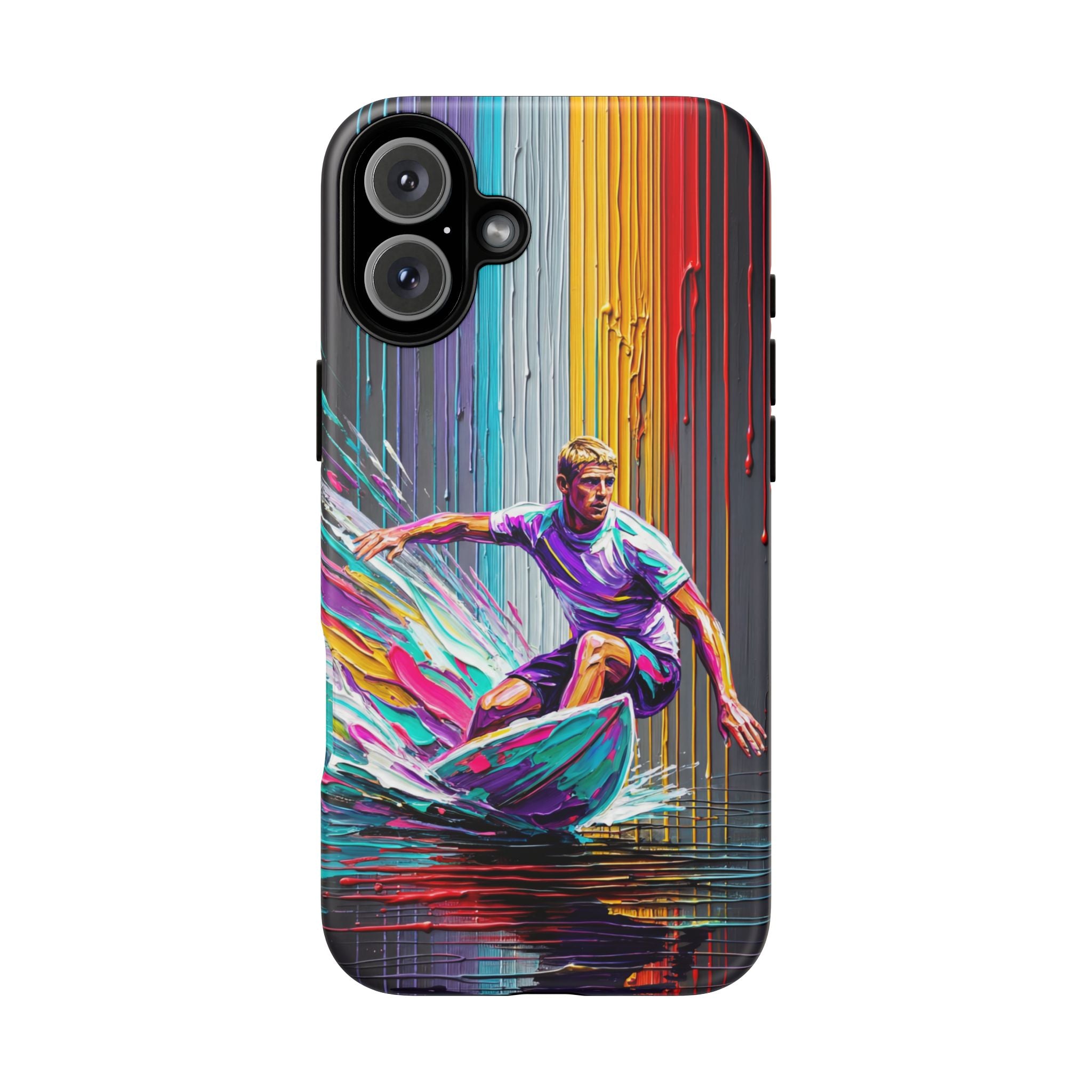 Surfing Art iPhone Case | Colourful Wave Surfer Protective Cover