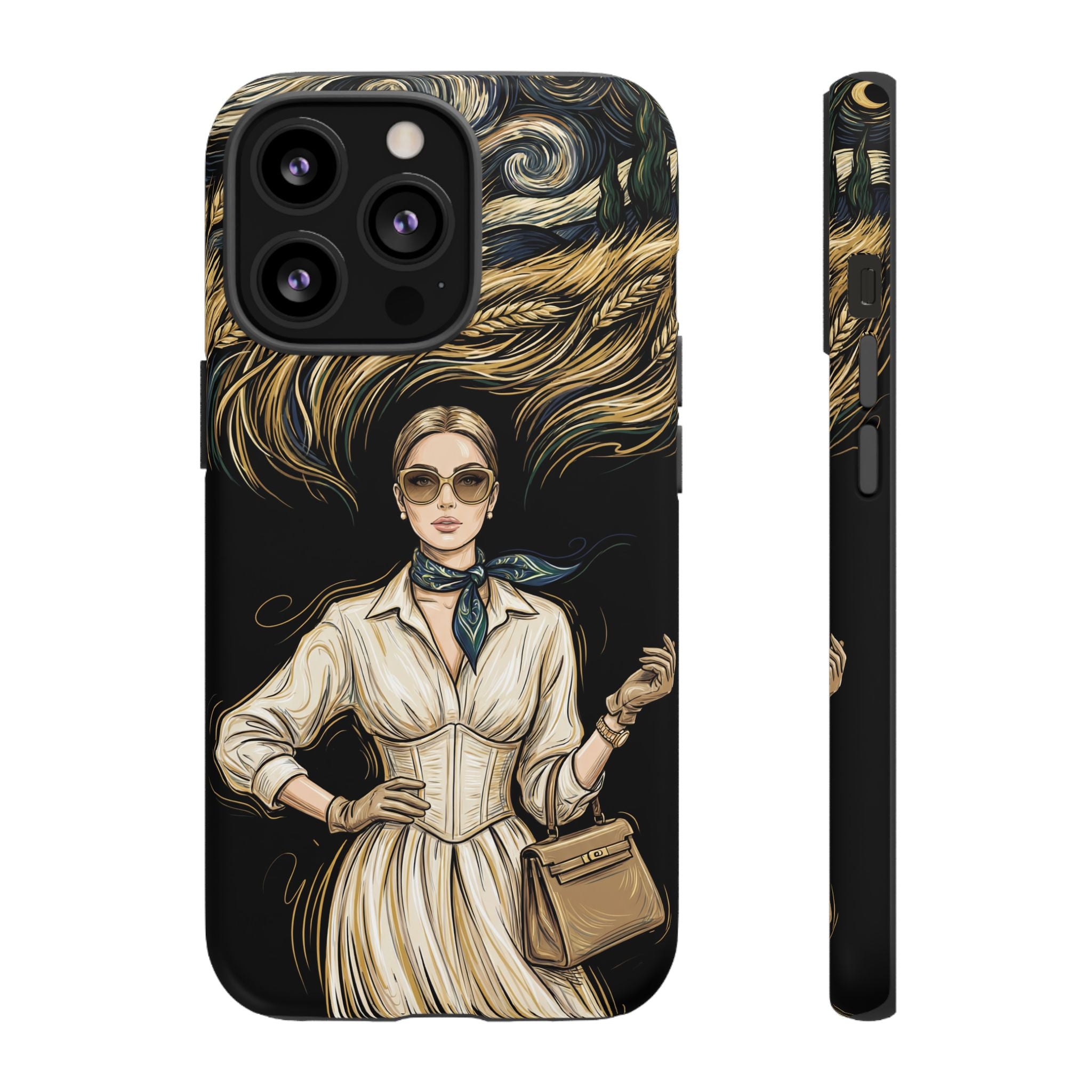 Vintage Elegance iPhone Case | Retro Woman with Flowing Golden Hair