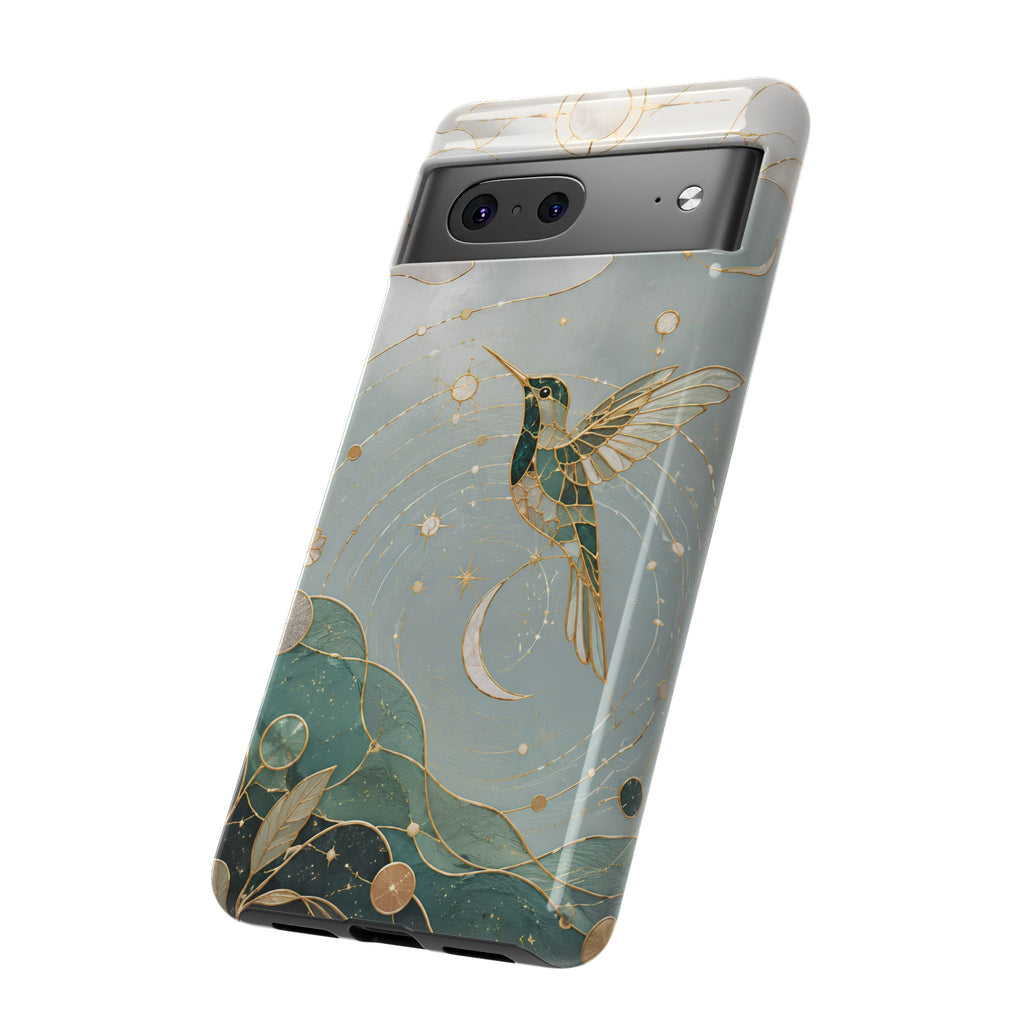 Celestial Hummingbird Google Pixel Phone Case | Moon & Bird Phone Case