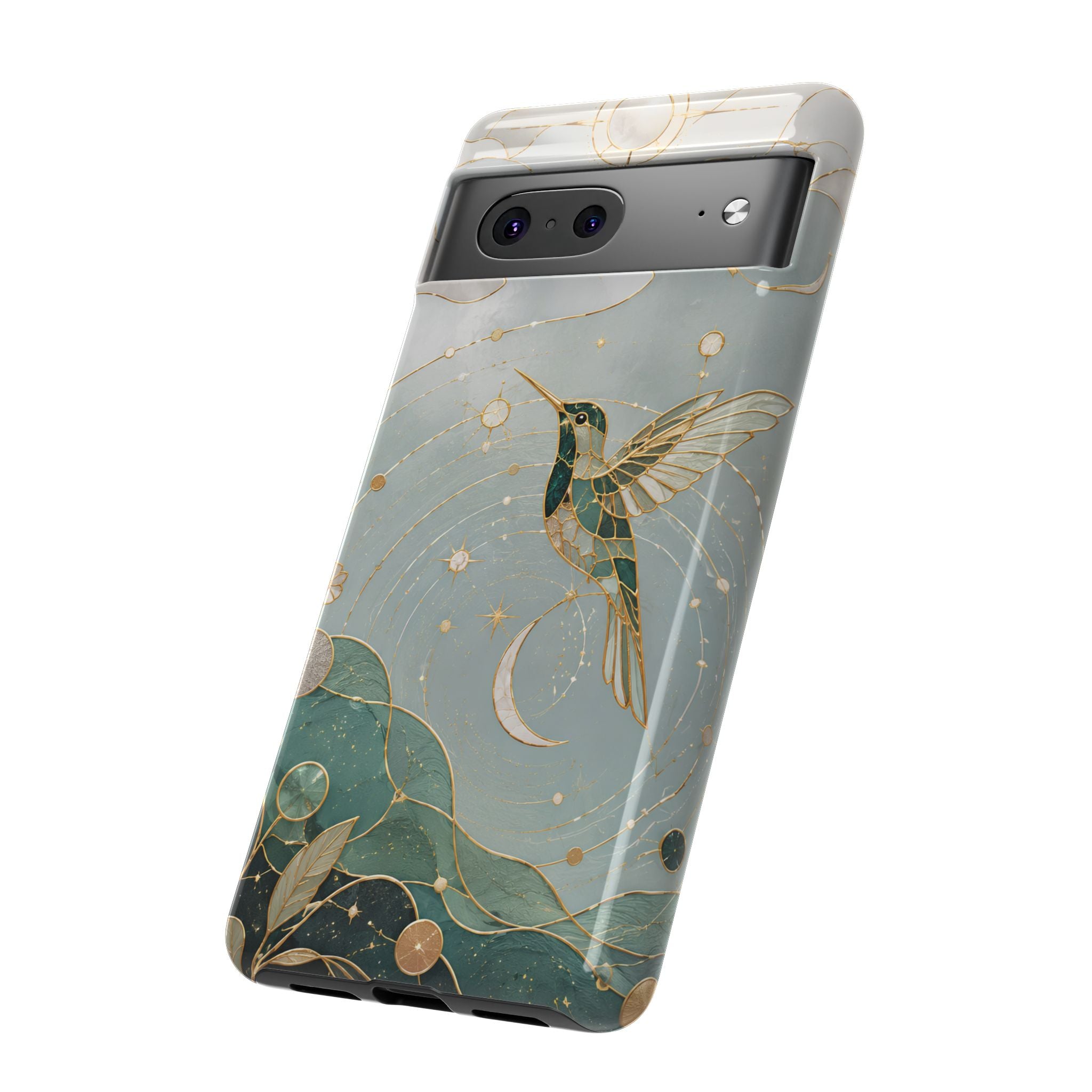 Celestial Hummingbird Google Pixel Phone Case | Moon & Bird Phone Case