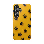 Yellow Paw Print Tough Samsung Galaxy Case — Protective Dog & Cat Lover Cover