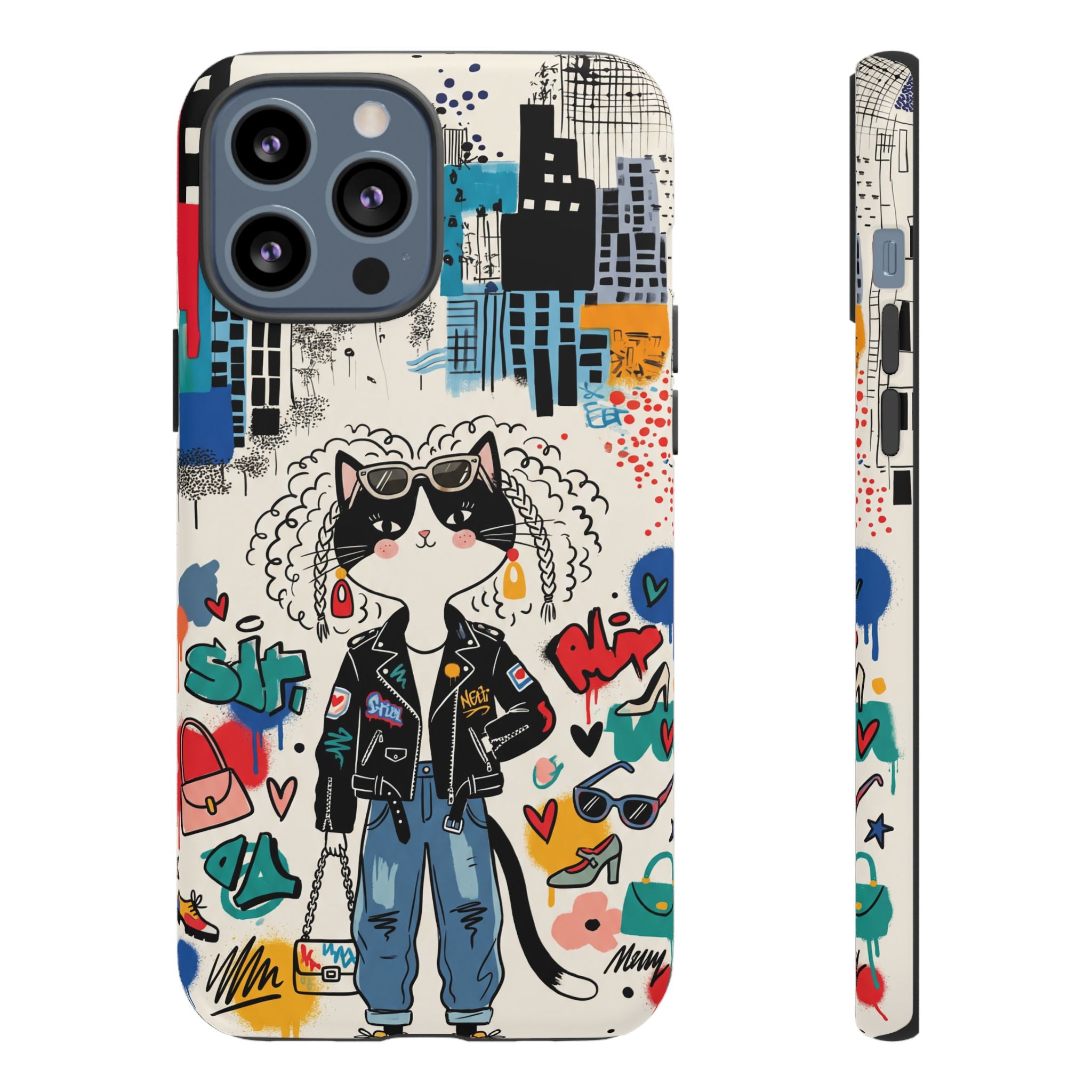 Punk City Cat Graffiti Design iPhone Case