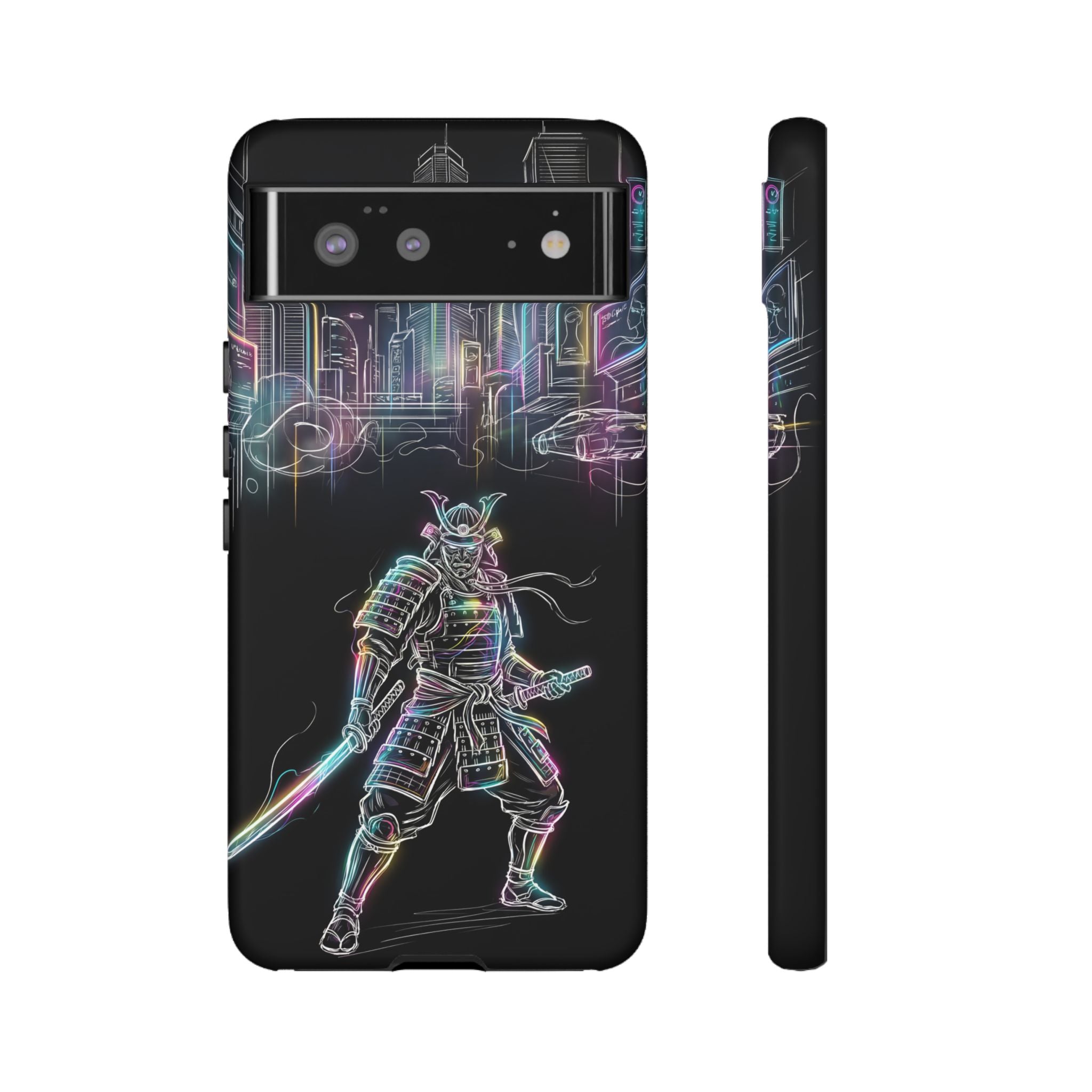 Neon Samurai Google Pixel Phone Case | Cyberpunk City Armor