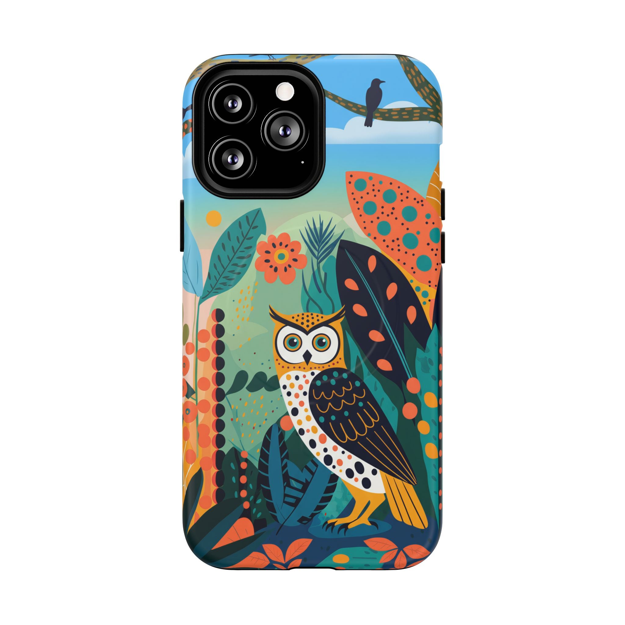 Botanical Forest Colourful Owl MagSafe iPhone Case