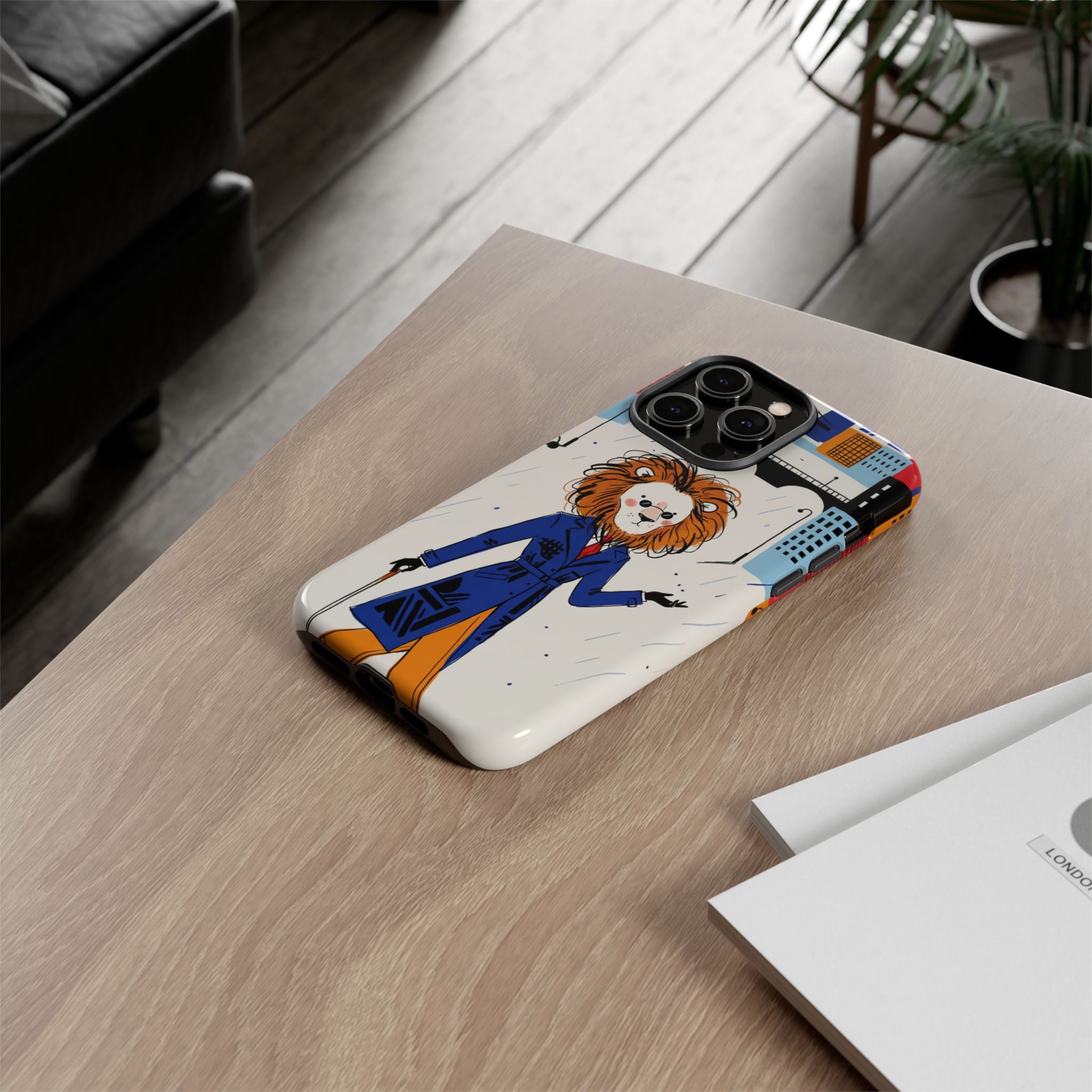 Lion Gentleman iPhone Case | Dapper Lion in City Rain