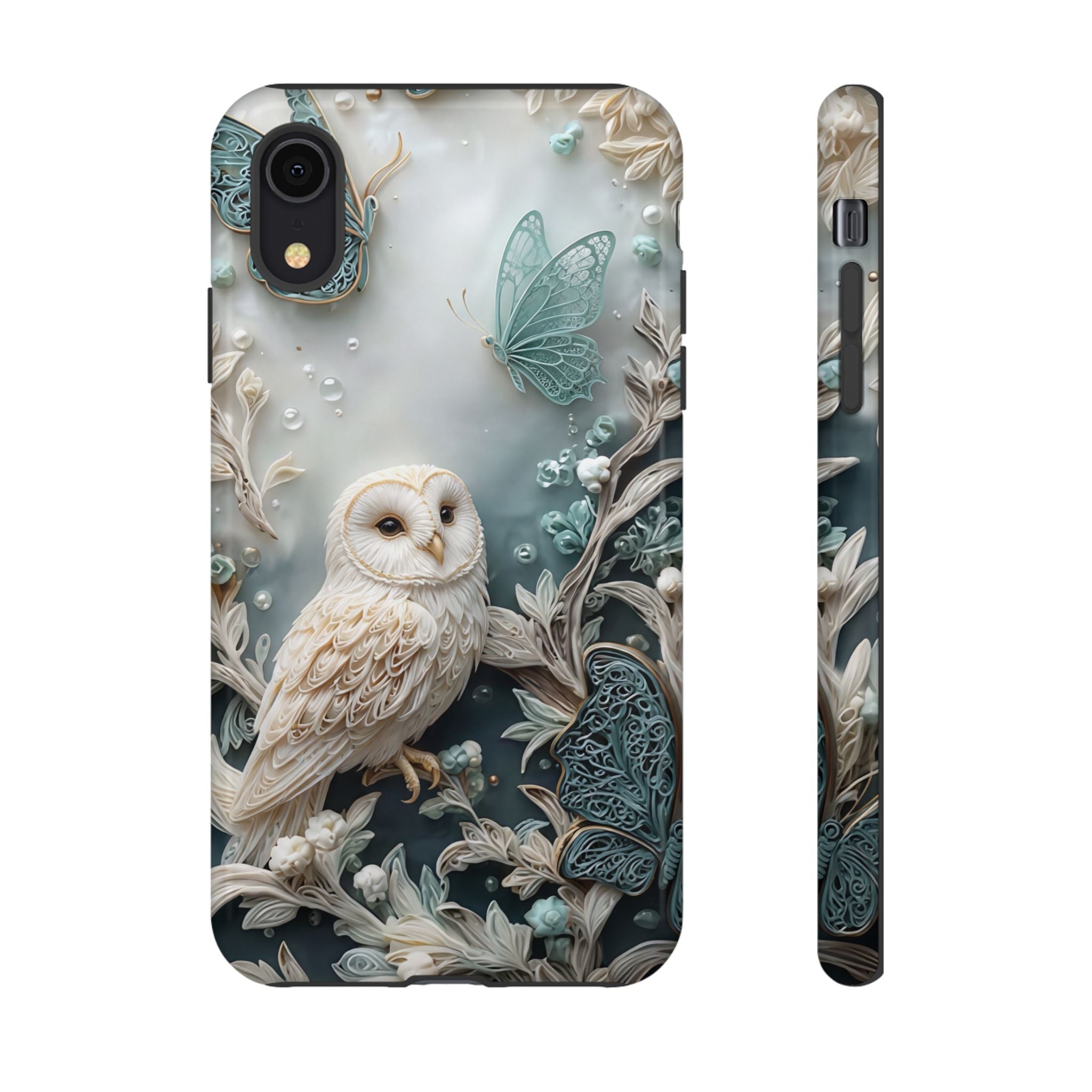 Barn Owl & Butterflies Tough iPhone Case