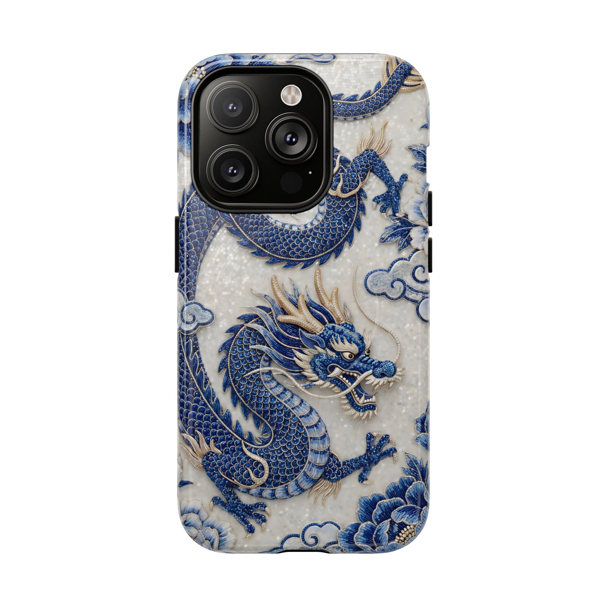 Asian Zodiac Dragon MagSafe iPhone Case V2 | Blue & White Porcelain Luxury Protective Case | Year of the Dragon Gift