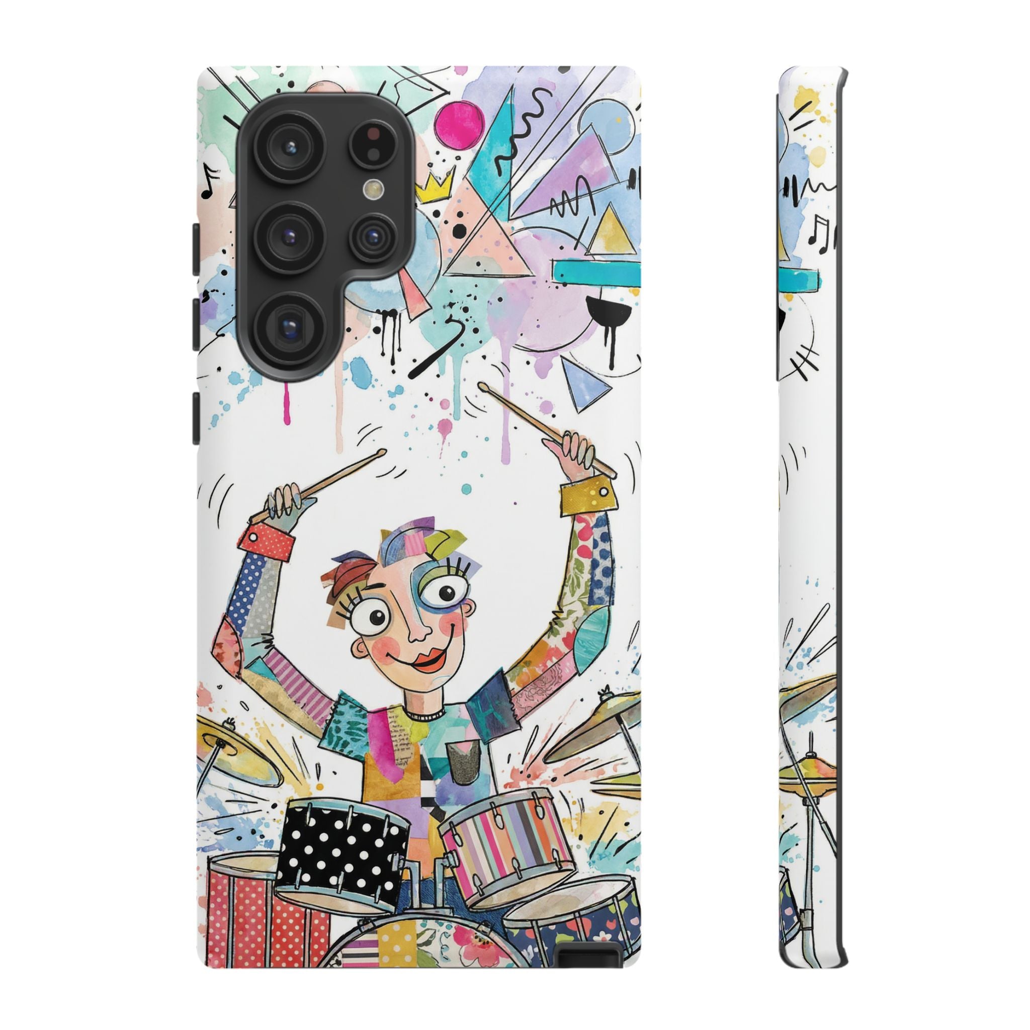 Drummer Boy Samsung Galaxy Phone Case | Colorful Cartoon Drum Kit Protective Cover