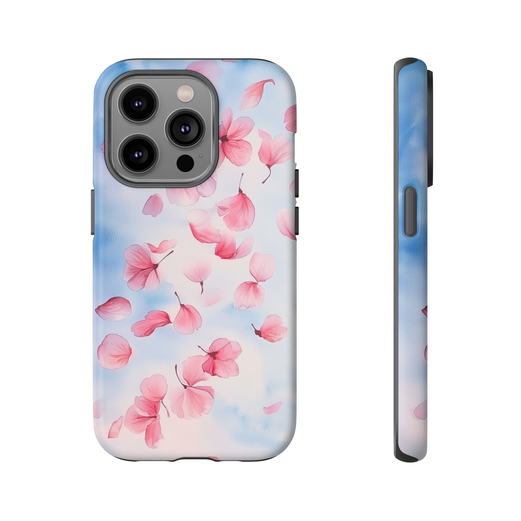 Floral Petal Tough iPhone Case | Pink Falling Blossoms