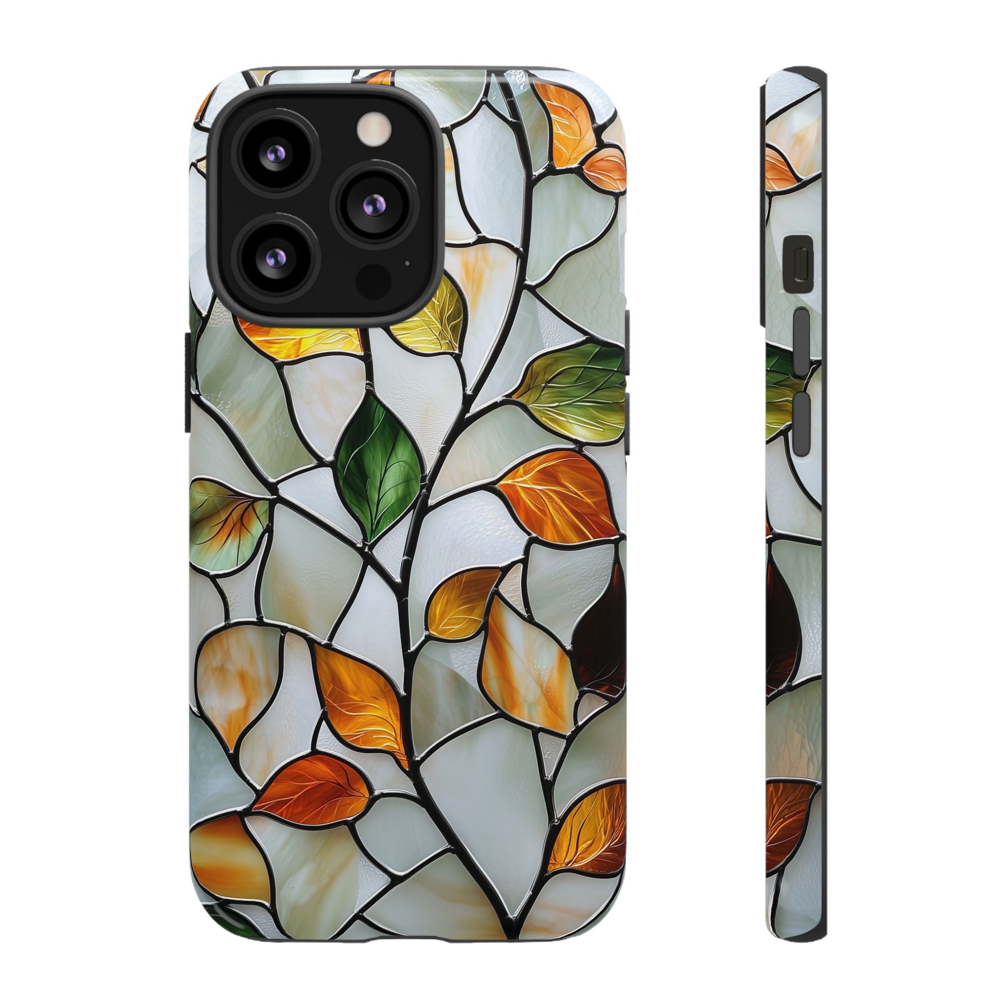 Stained Glass Autumn Leaves Mosaic iPhone Case