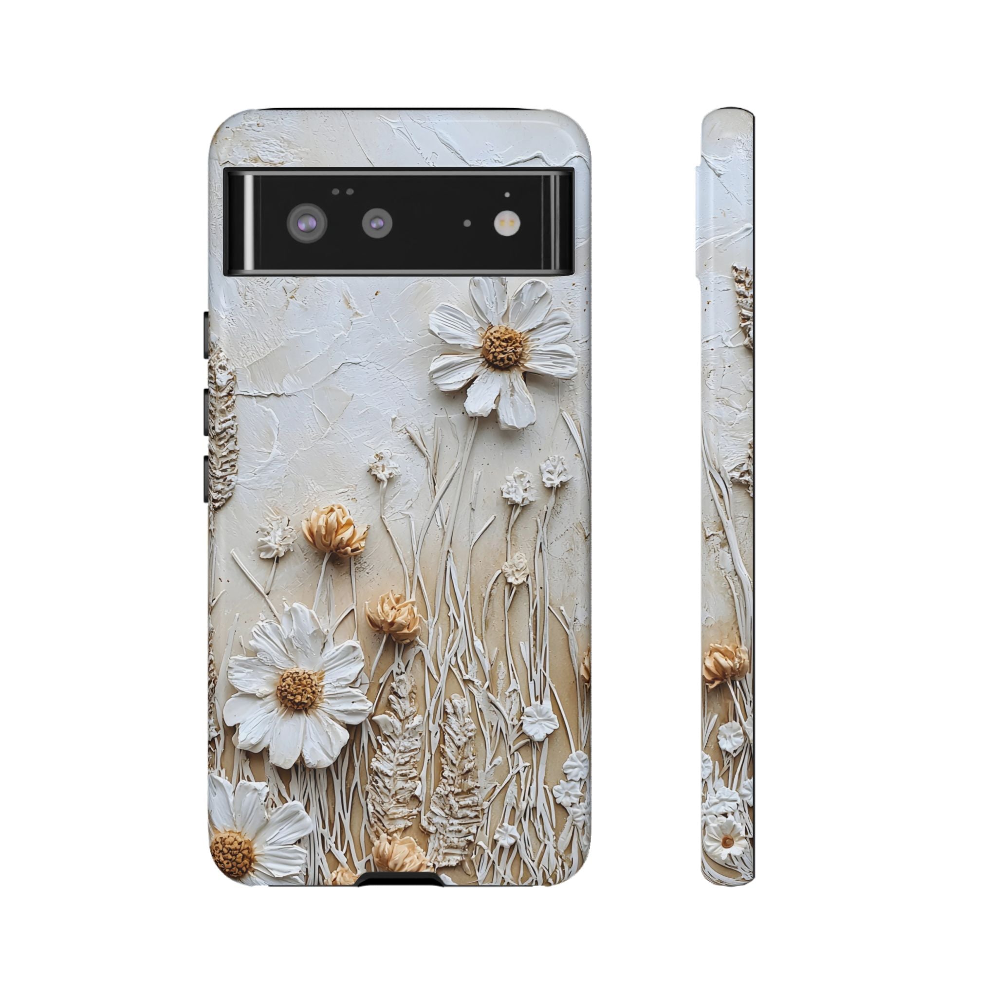 Textured Daisy Art Floral Relief Google Pixel Case