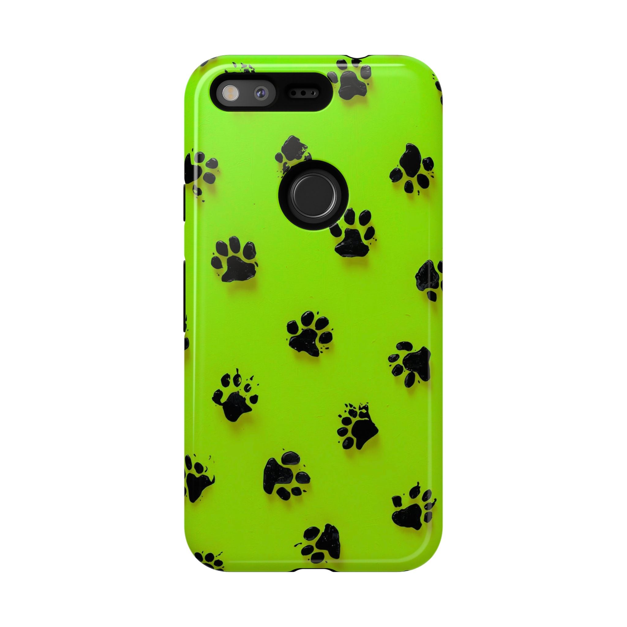 Neon Paw Print Tough Google Pixel Case — Shockproof Pet Lover iPhone Cover
