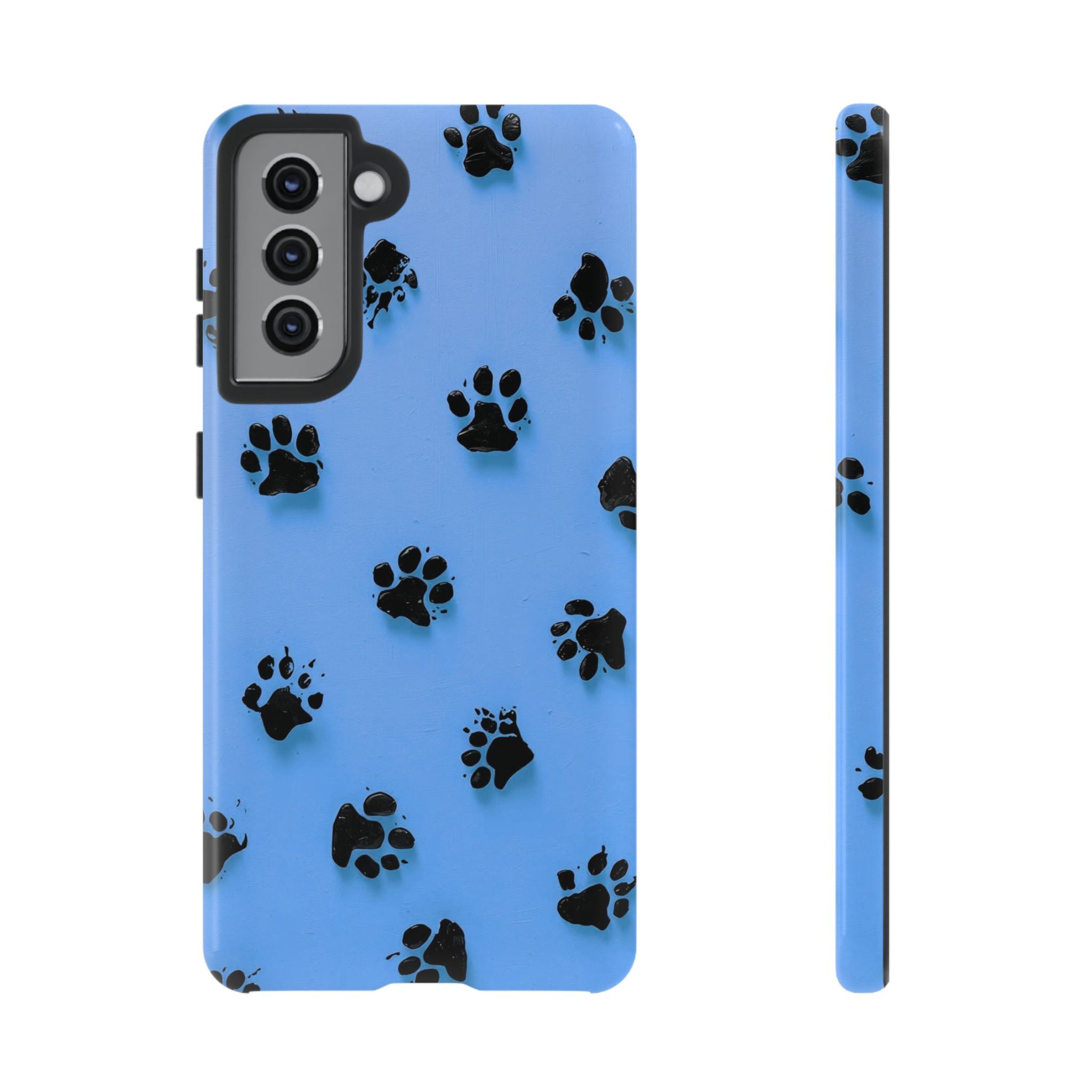 Blue Paw Print Tough Samsung Galaxy Case — Protective Dog & Cat Lover Cover