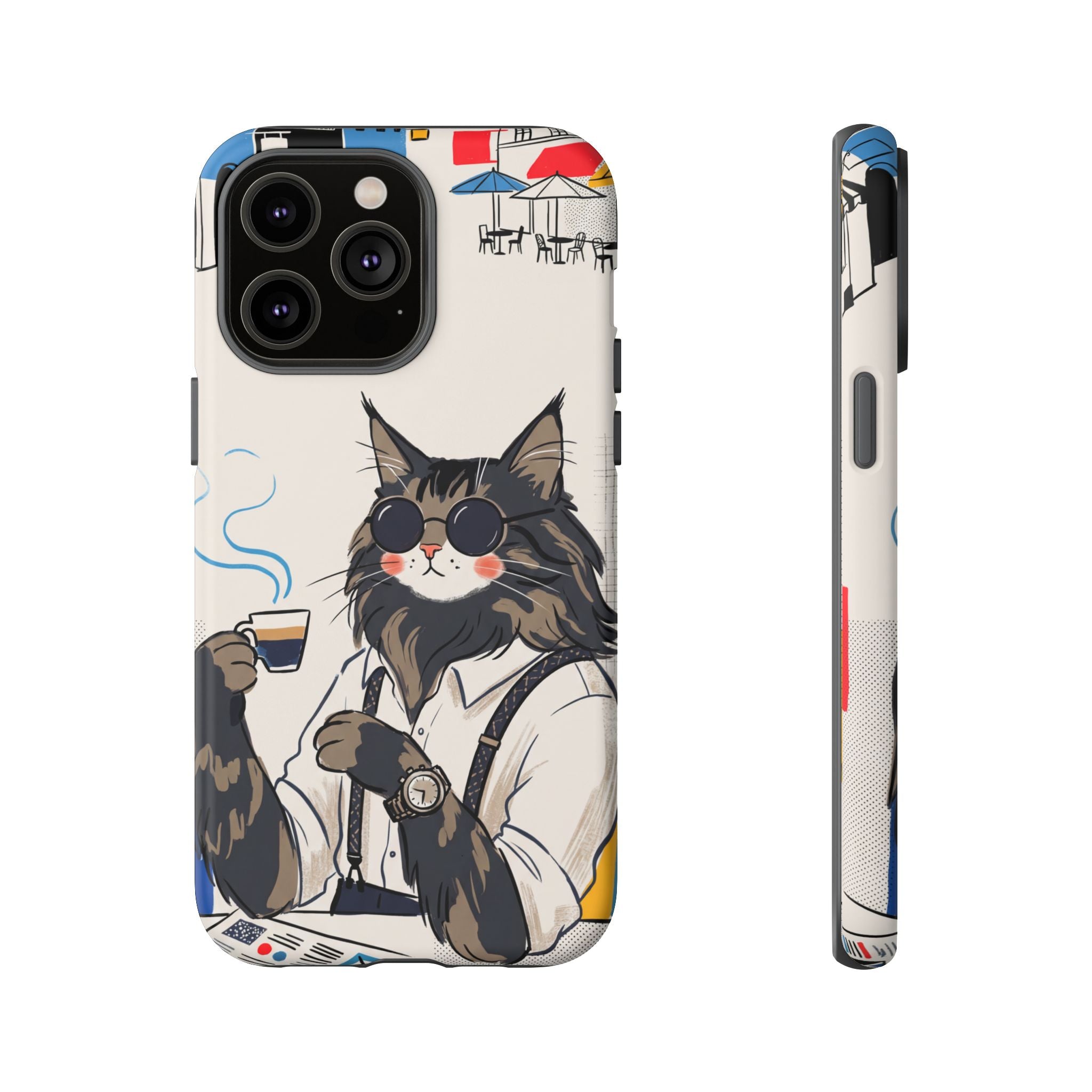 Cat Barista iPhone Case | Cool Cat in Sunglasses Coffee Shop Design