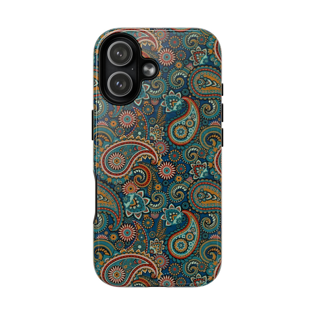 Custodia per iPhone Batik Teal Paisley Tough MagSage