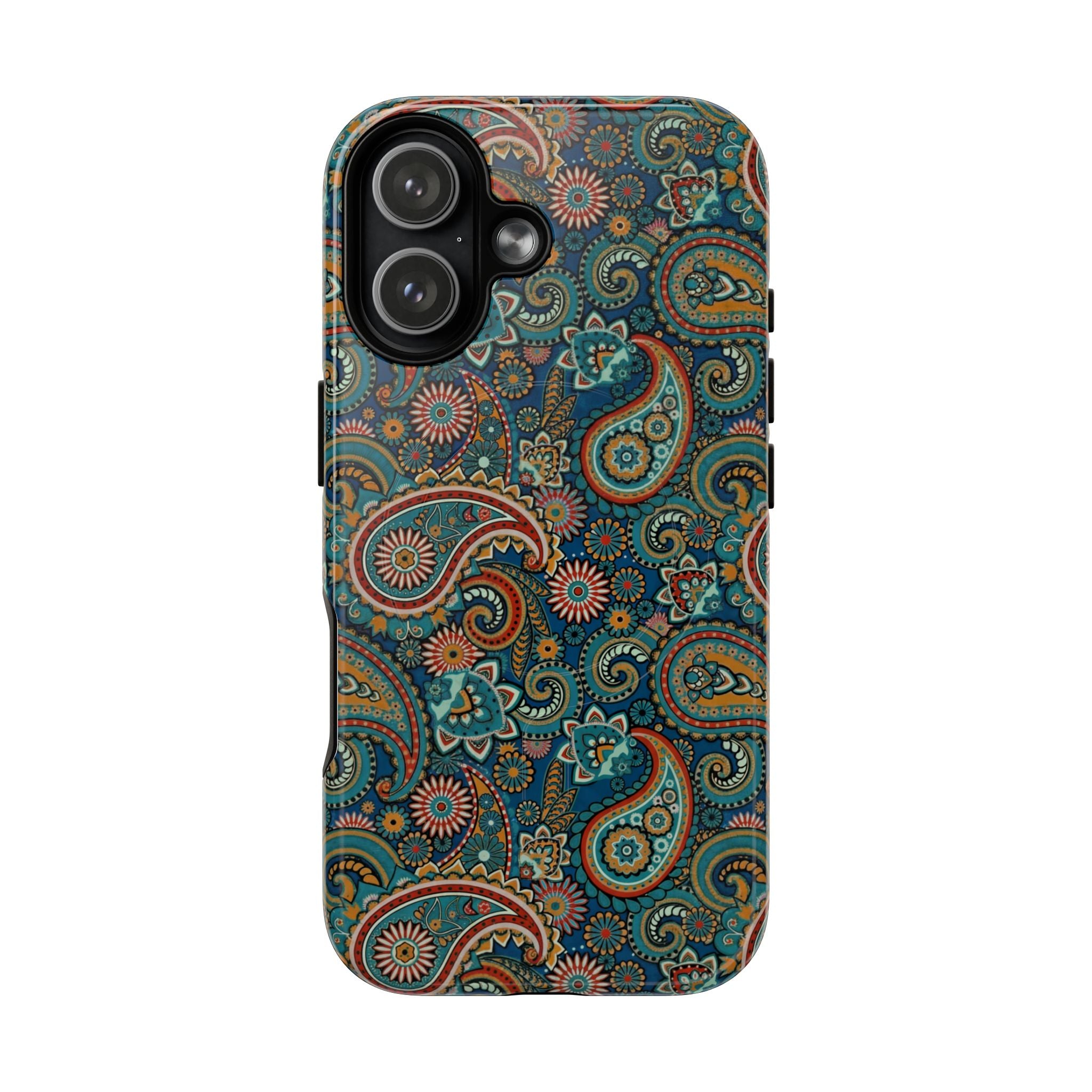 Batik Teal Paisley Tough MagSage iPhone Case