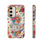 Floral Rainbow Cat Samsung Galaxy Phone Case | Cat News Design
