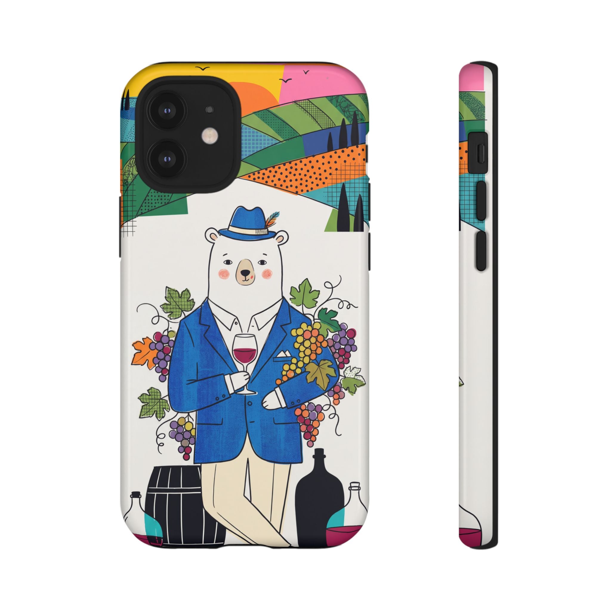 Dapper Polar Bear Wine Lover Illustrated Protective iPhone Case