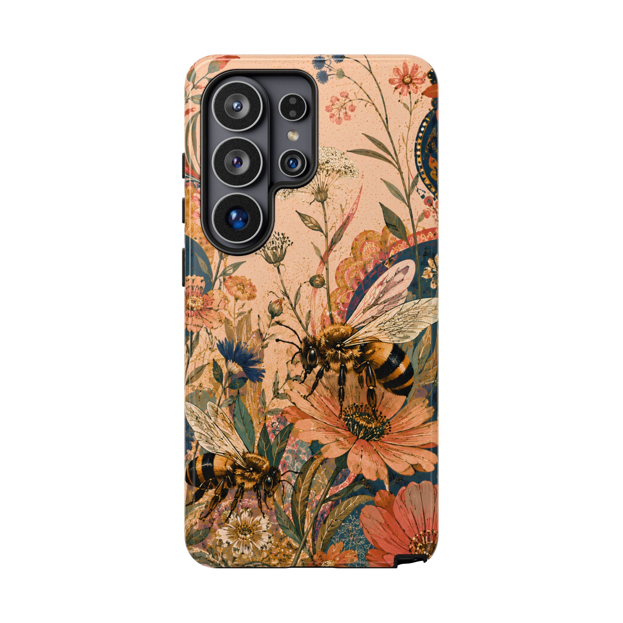 Honeybee Tough Samsung Galaxy Phone Case | Vintage Botanical Flower Cover