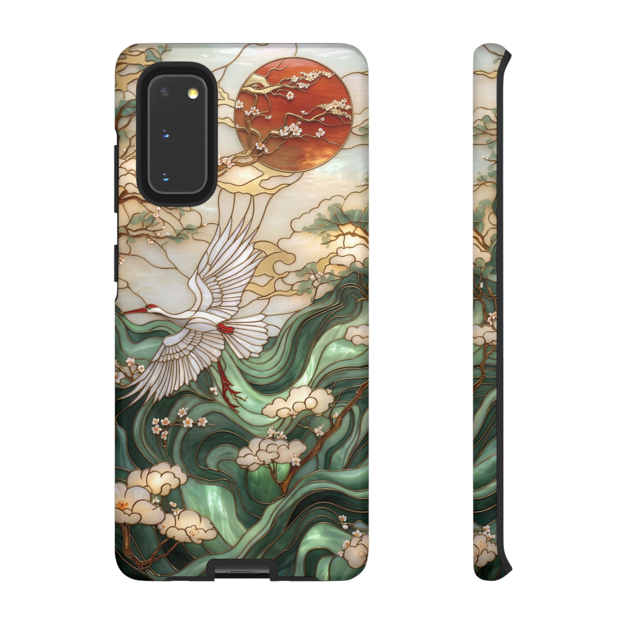 Cranes & Waves Protective Samsung Galaxy Case | Japanese-Inspired Art Phone Cover