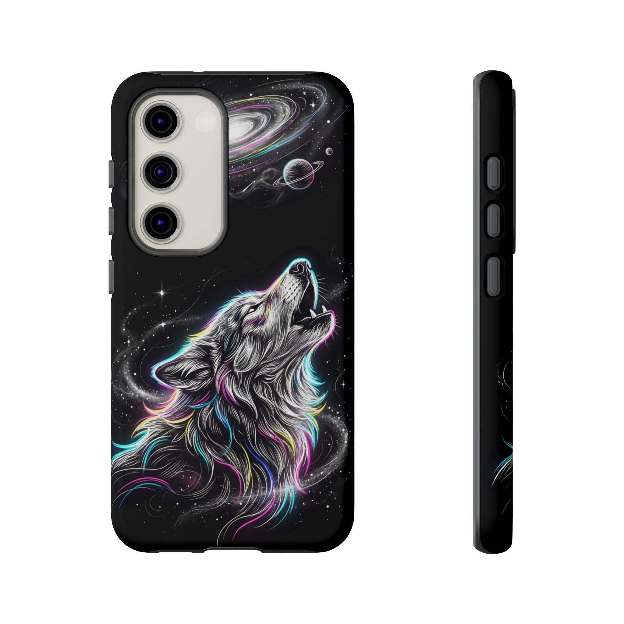 Wolf Galaxy Tough Samsung Galaxy Phone Case | Colorful Howling Wolf Space Design