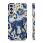 Cover per Samsung Galaxy Scimmia Zodiaco Cinese | Custodia protettiva Arte Porcellana Blu e Bianca | Regalo Anno della Scimmia