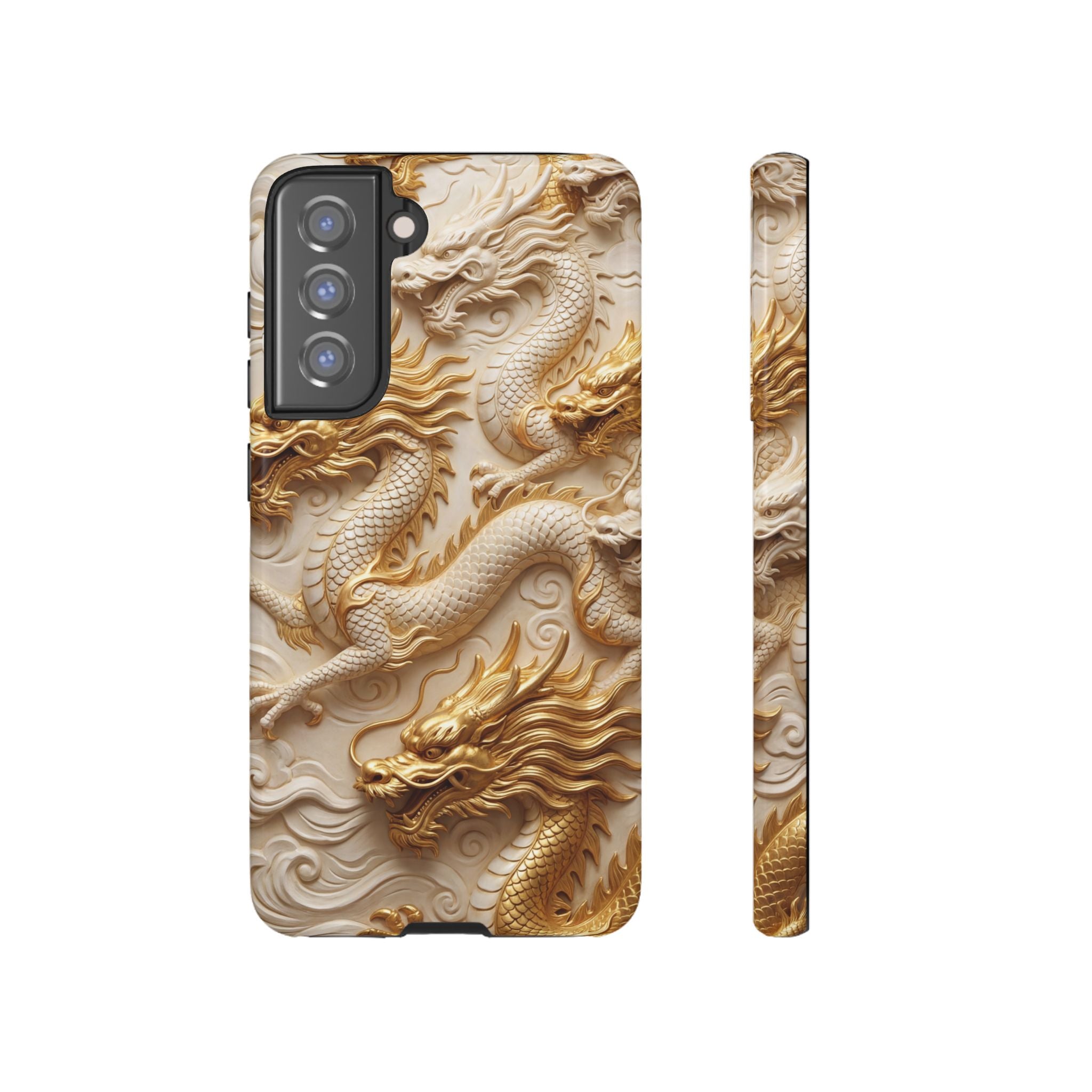 Dragon Relief Samsung Galaxy Case — Gold Carved Dragon Protective Cover