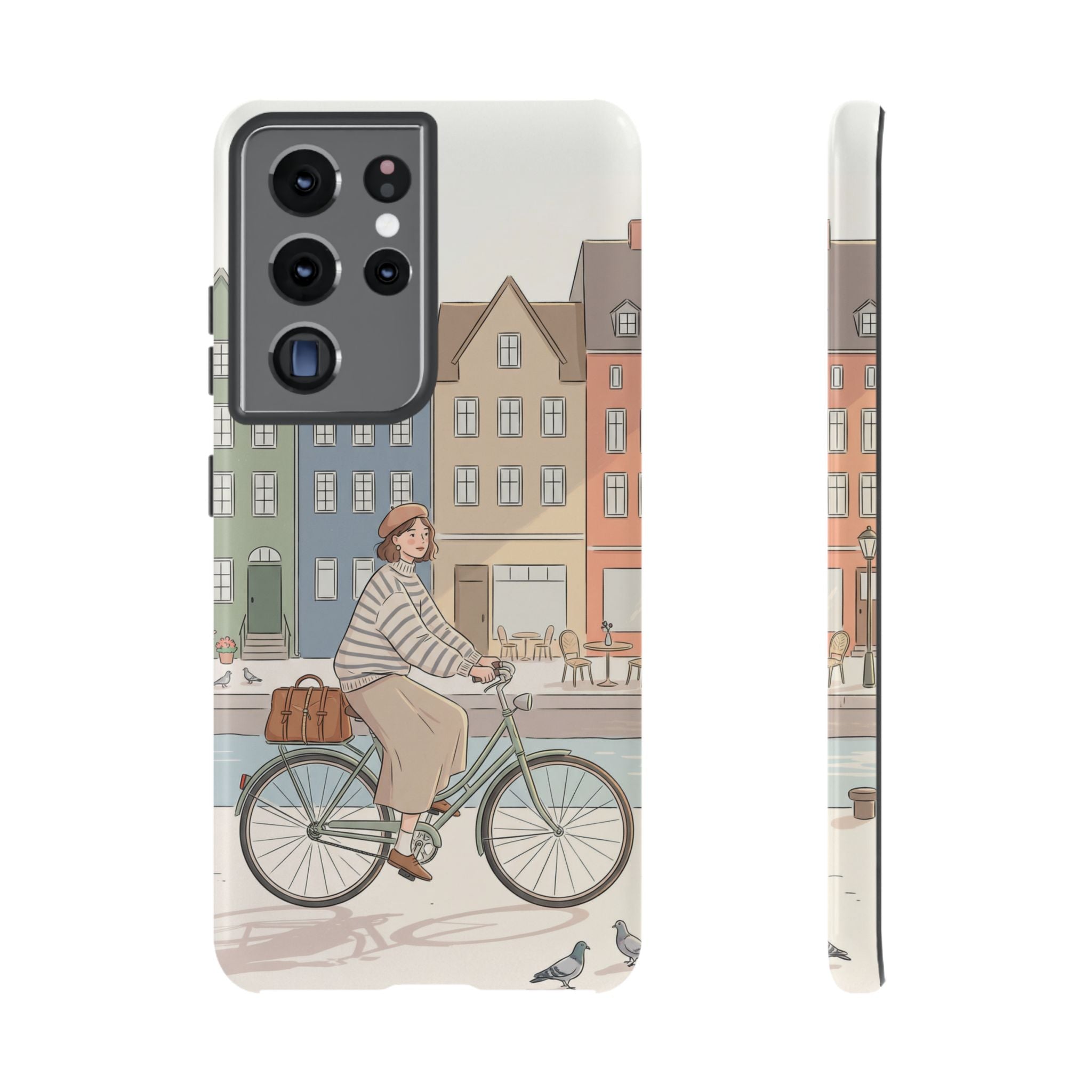 City Bike Samsung Galaxy Phone Case | Cozy European Street Illustration Tough Cases