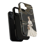 Elegant Woman Illustration MagSafe iPhone Case | Vintage Bride in Flowing Gown