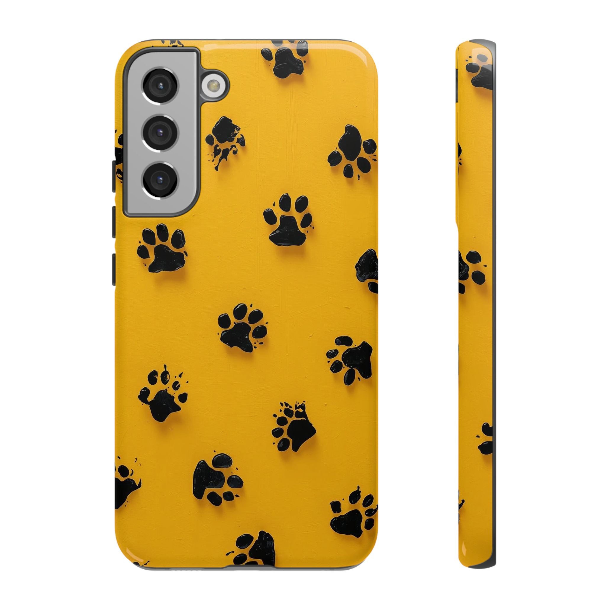 Yellow Paw Print Tough Samsung Galaxy Case — Protective Dog & Cat Lover Cover
