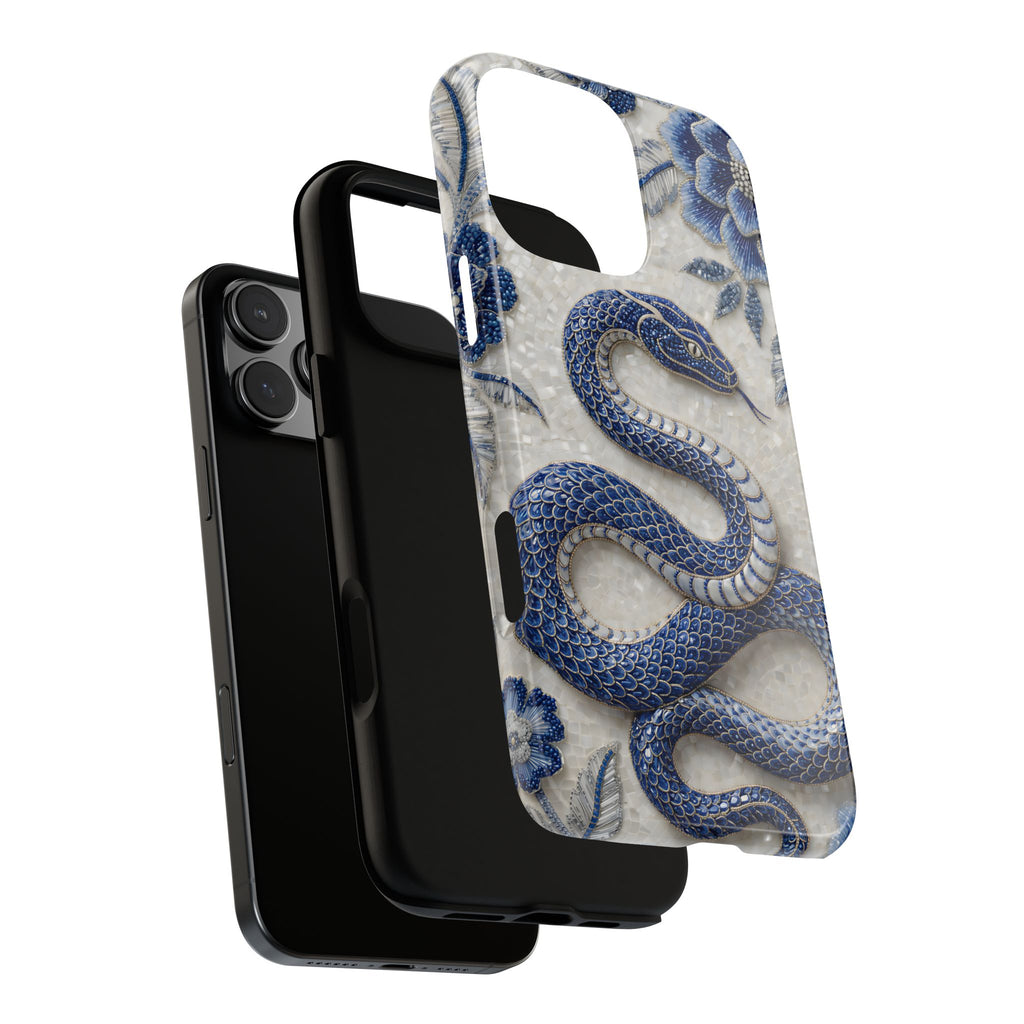 Asian Zodiac Snake iPhone Case | Blue & White Porcelain Slim Shockproof Case | Year of the Snake