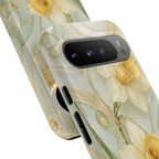 Stained Glass Daffodil Google Pixel Phone Case | Yellow Floral Phone Cover